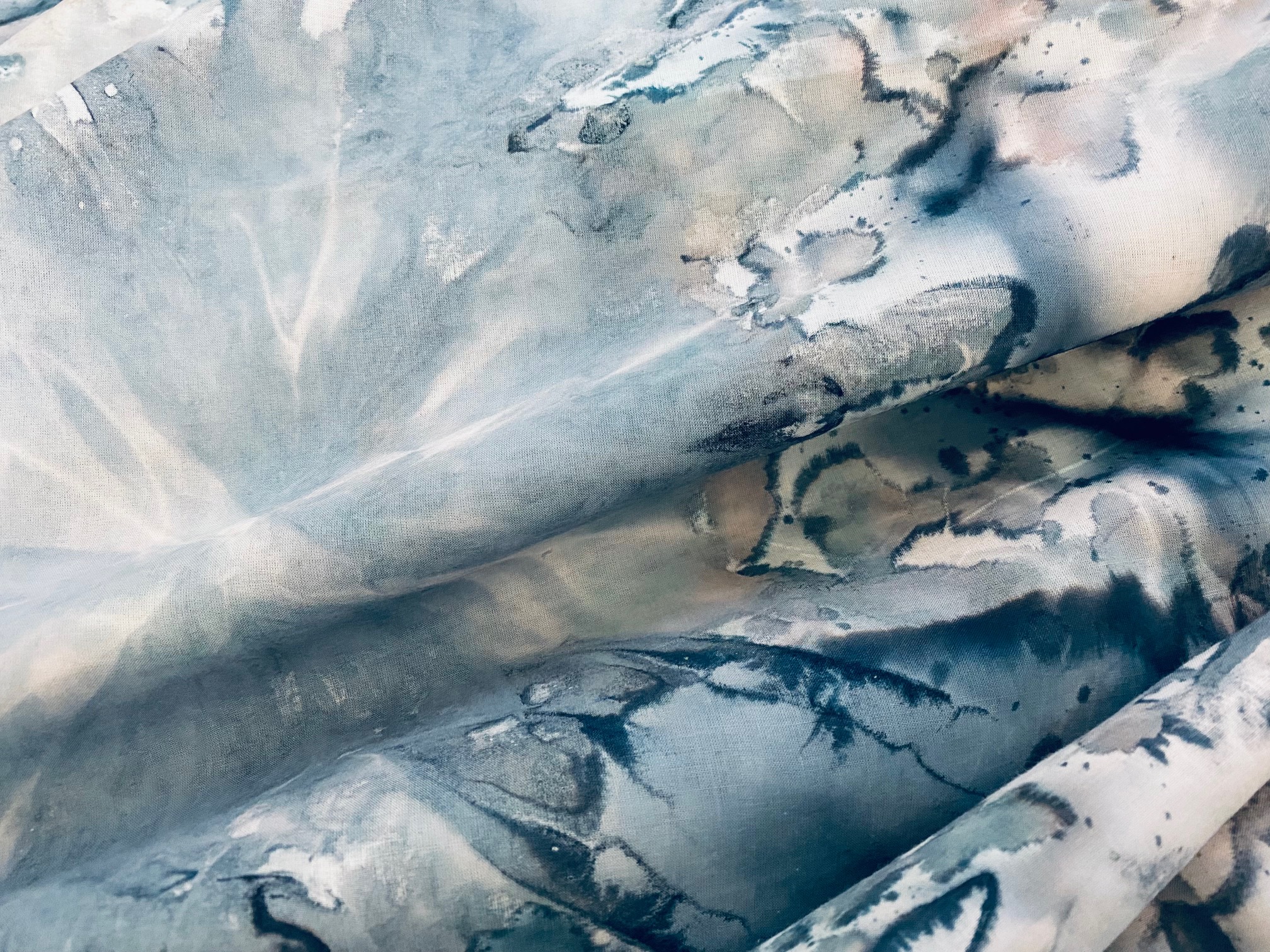 Baumwollstoff Batik Blaugrau Voile