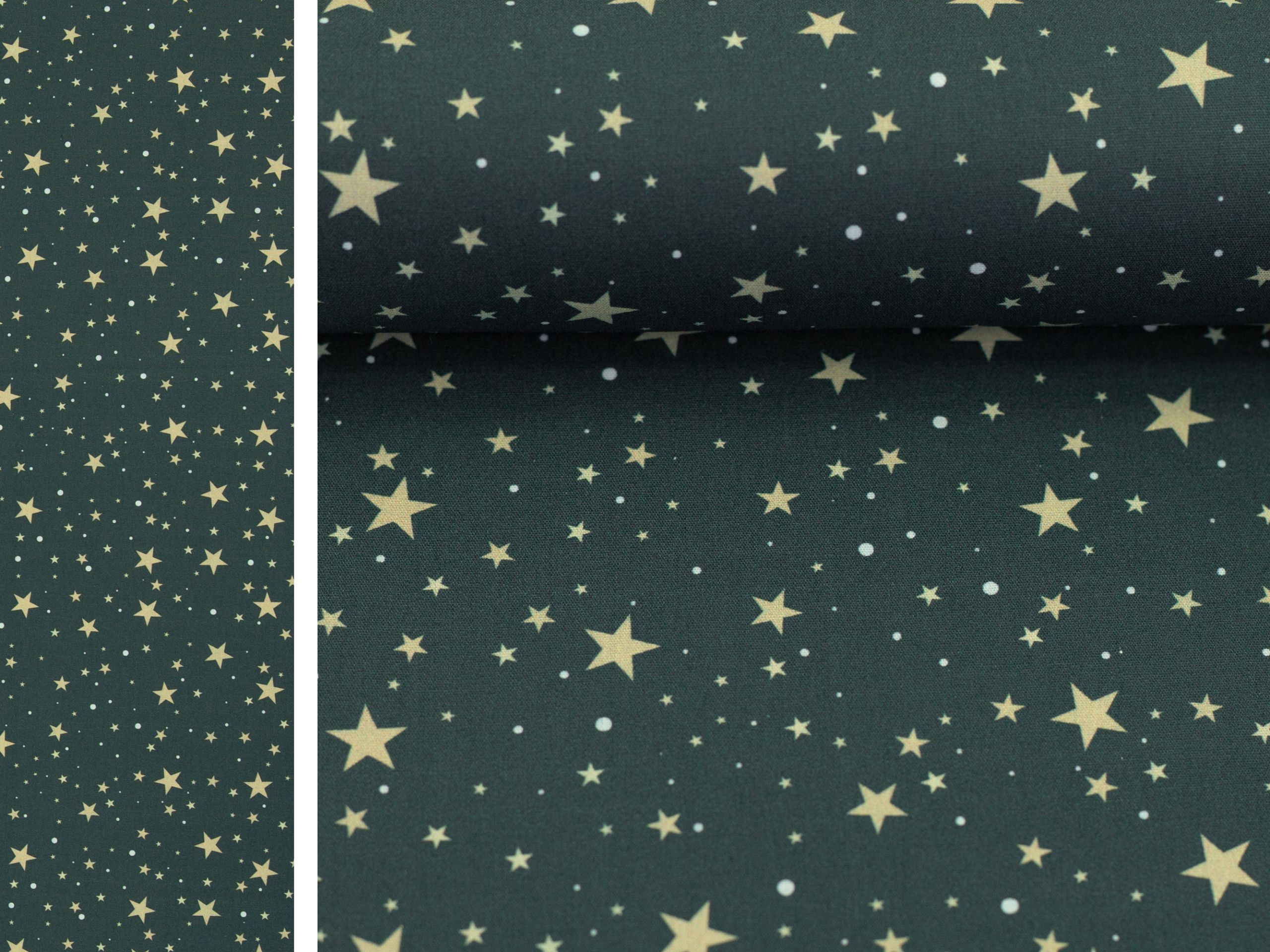 Weihnachtsstoff Björn Sternenhimmel Grün