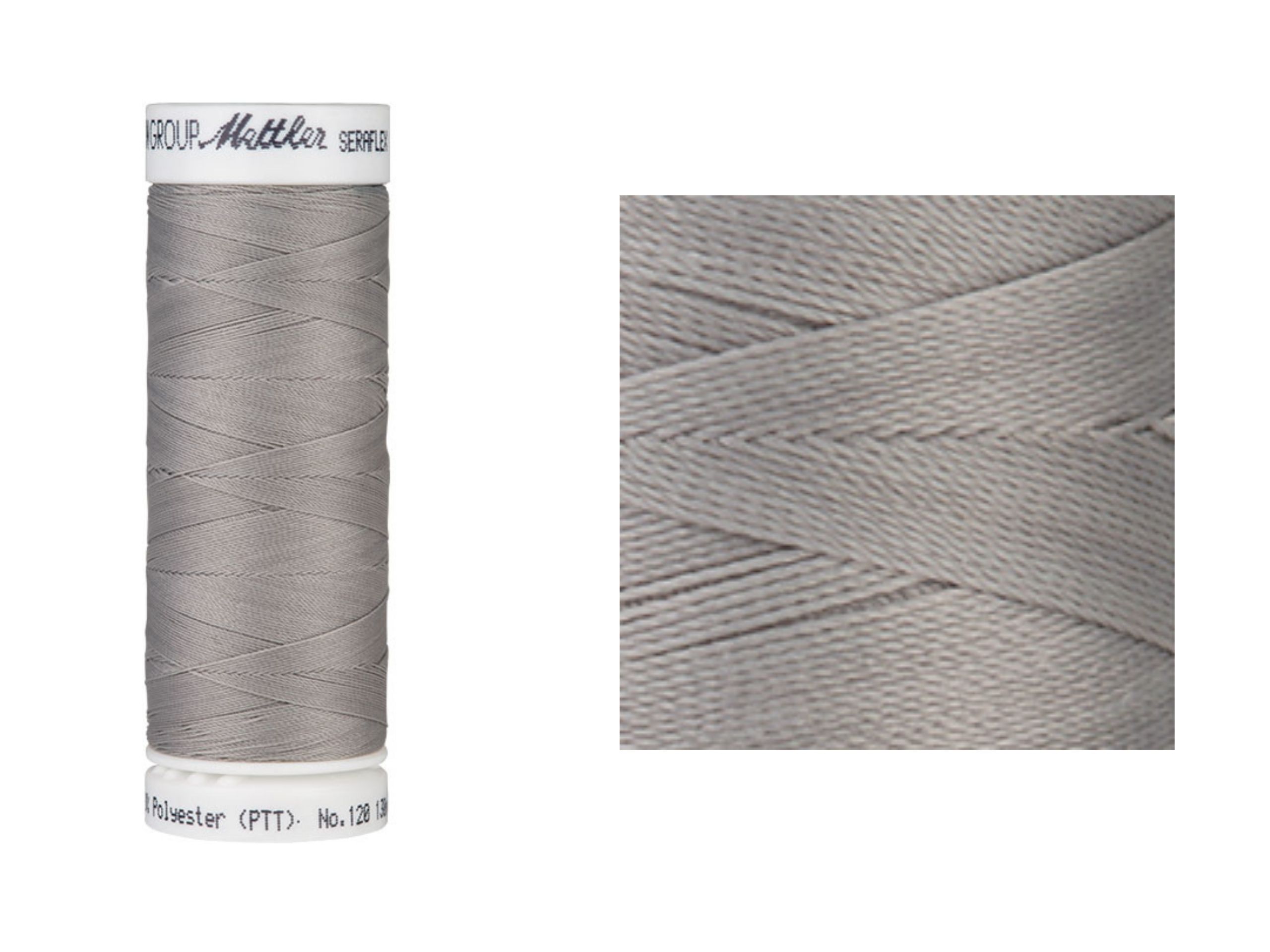 Seraflex Elastik-Nähgarn Silver coin Silbergrau 340 Amann Mettler 130 m