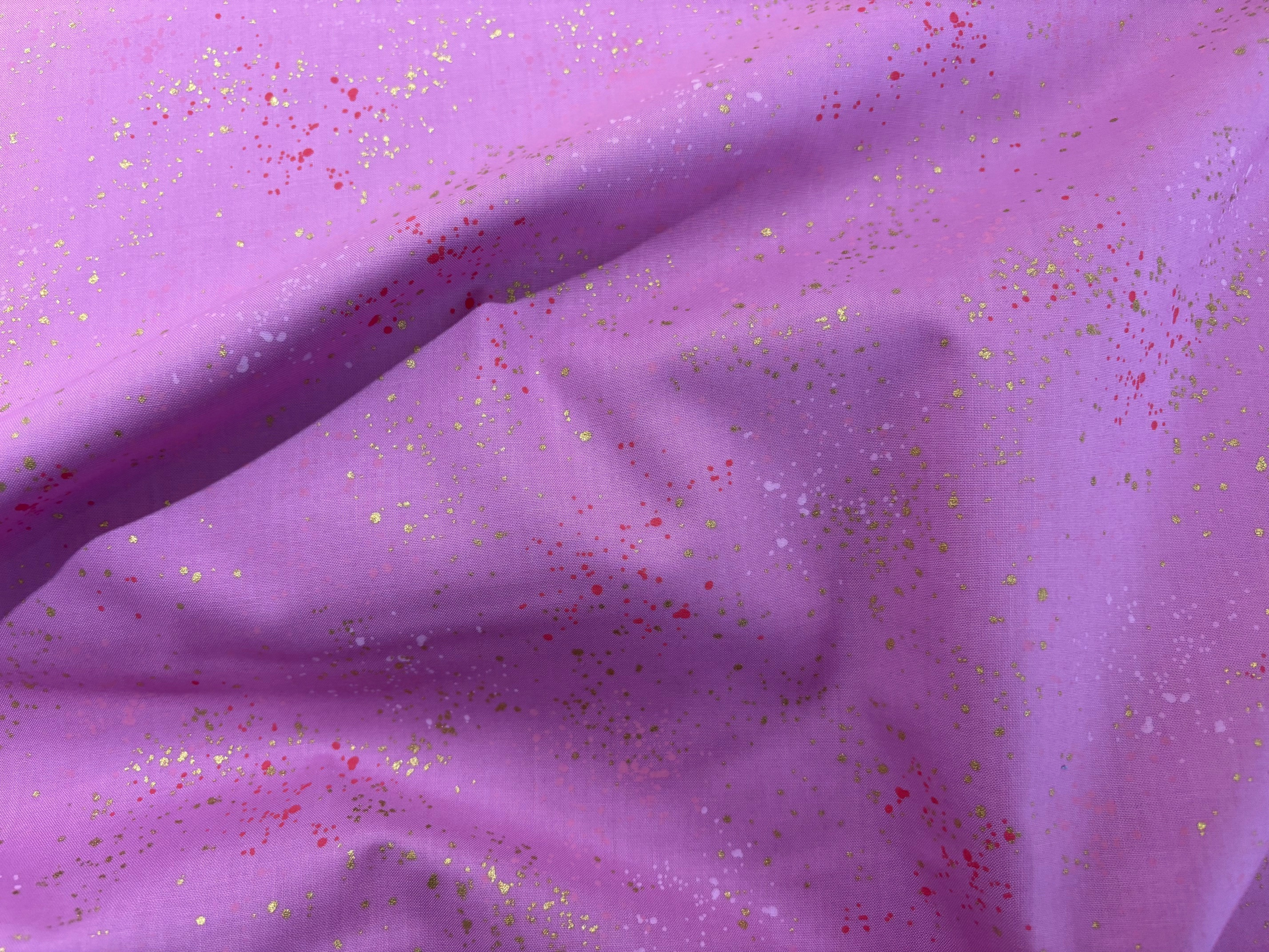 Baumwollstoff Speckled gesprenkelt Pink Gold Ruby Star