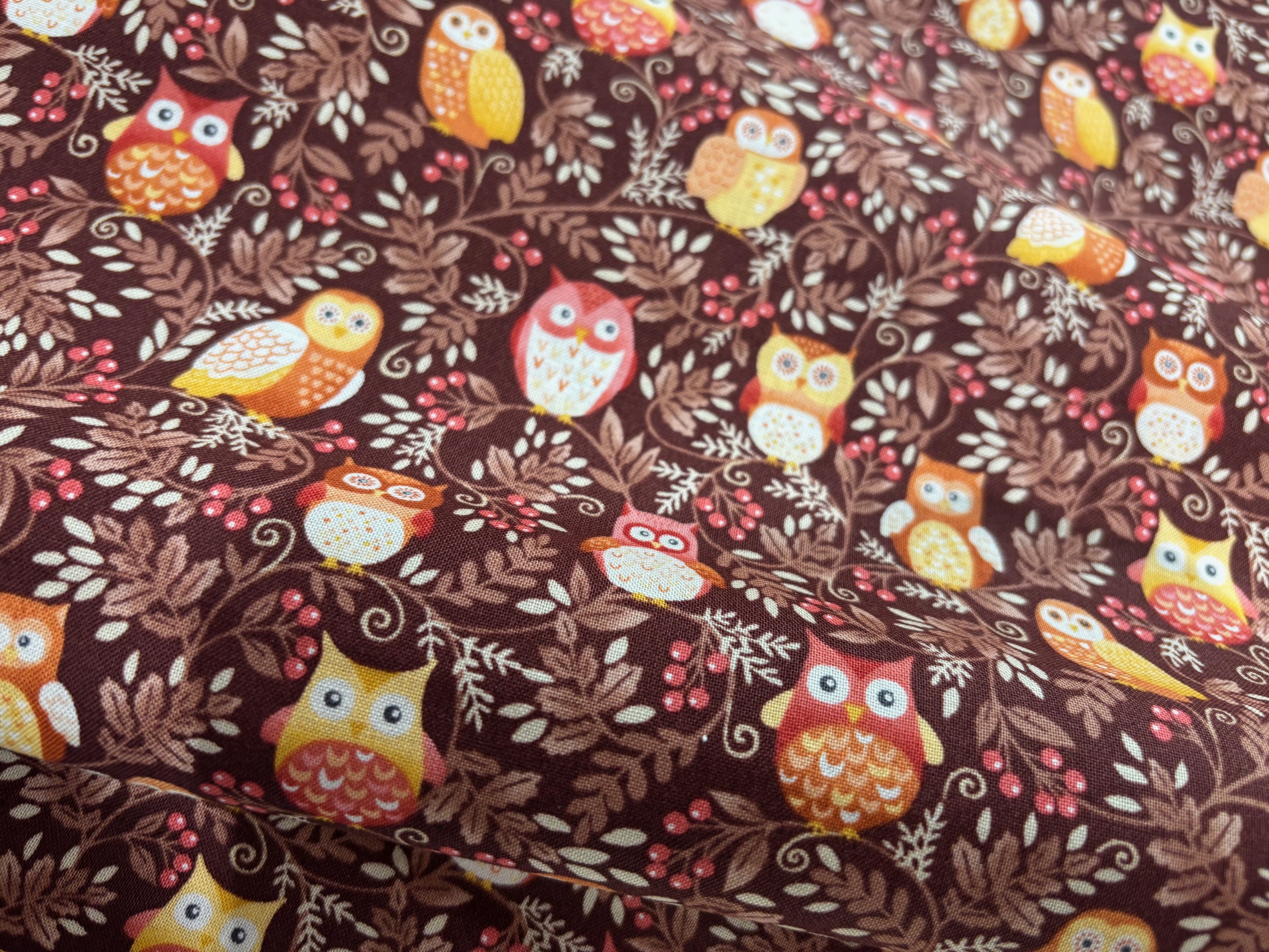 Baumwollstoff Autumn Twilight Owls Eulen