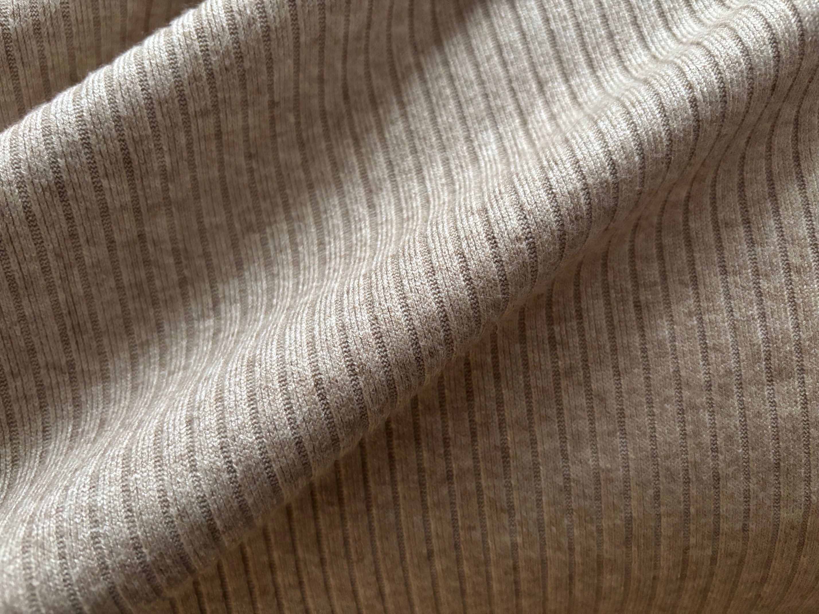 Rippenstrickstoff Beige Melange