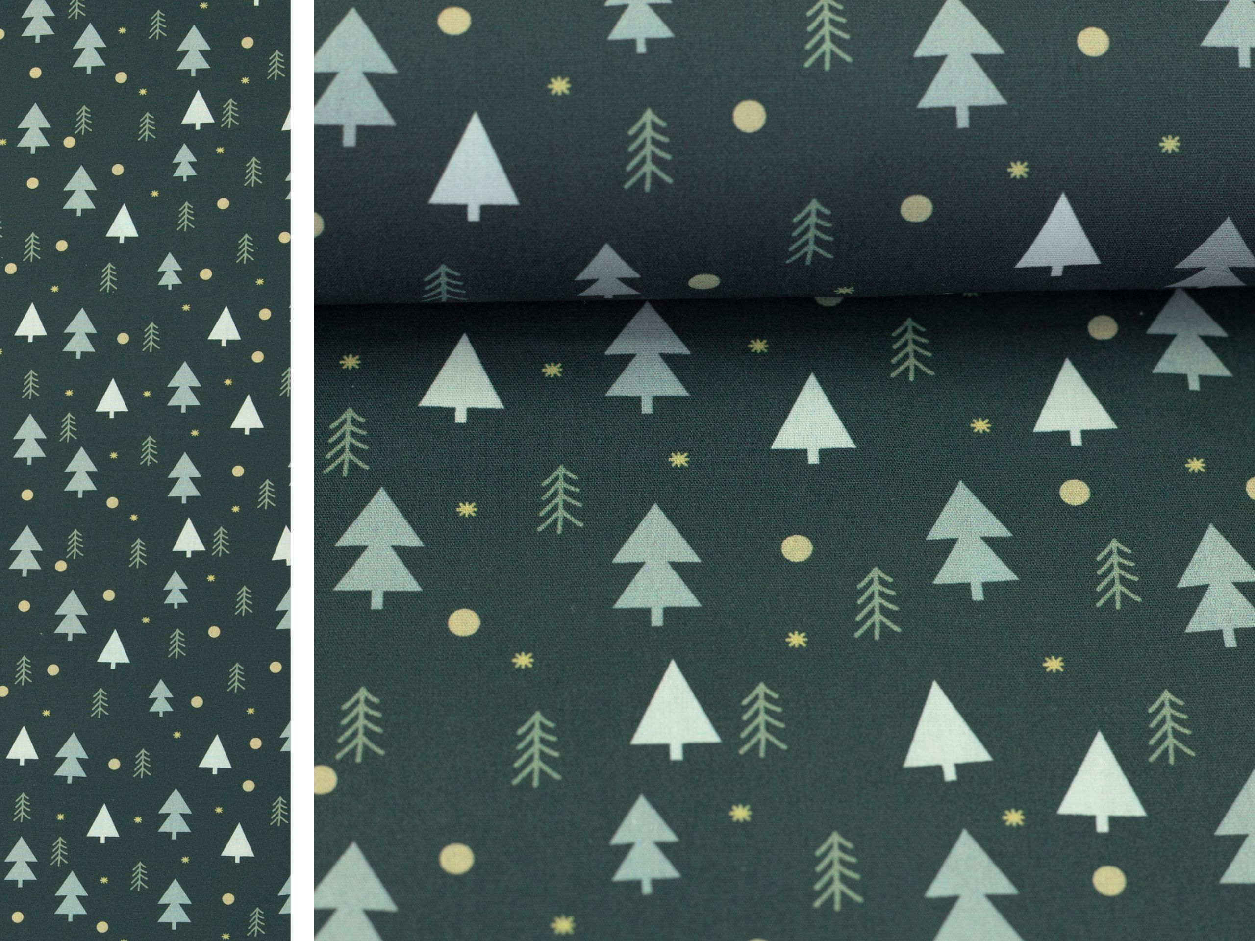 Weihnachtsstoff Björn Tannenbäume Grün