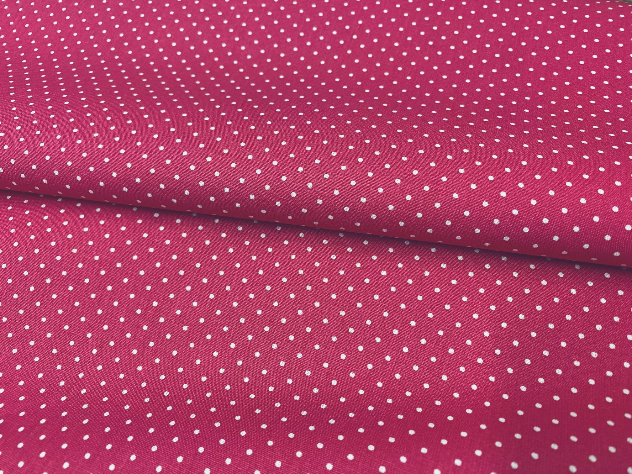 Baumwollstoff Pünktchen Weiß auf Pink VH 006