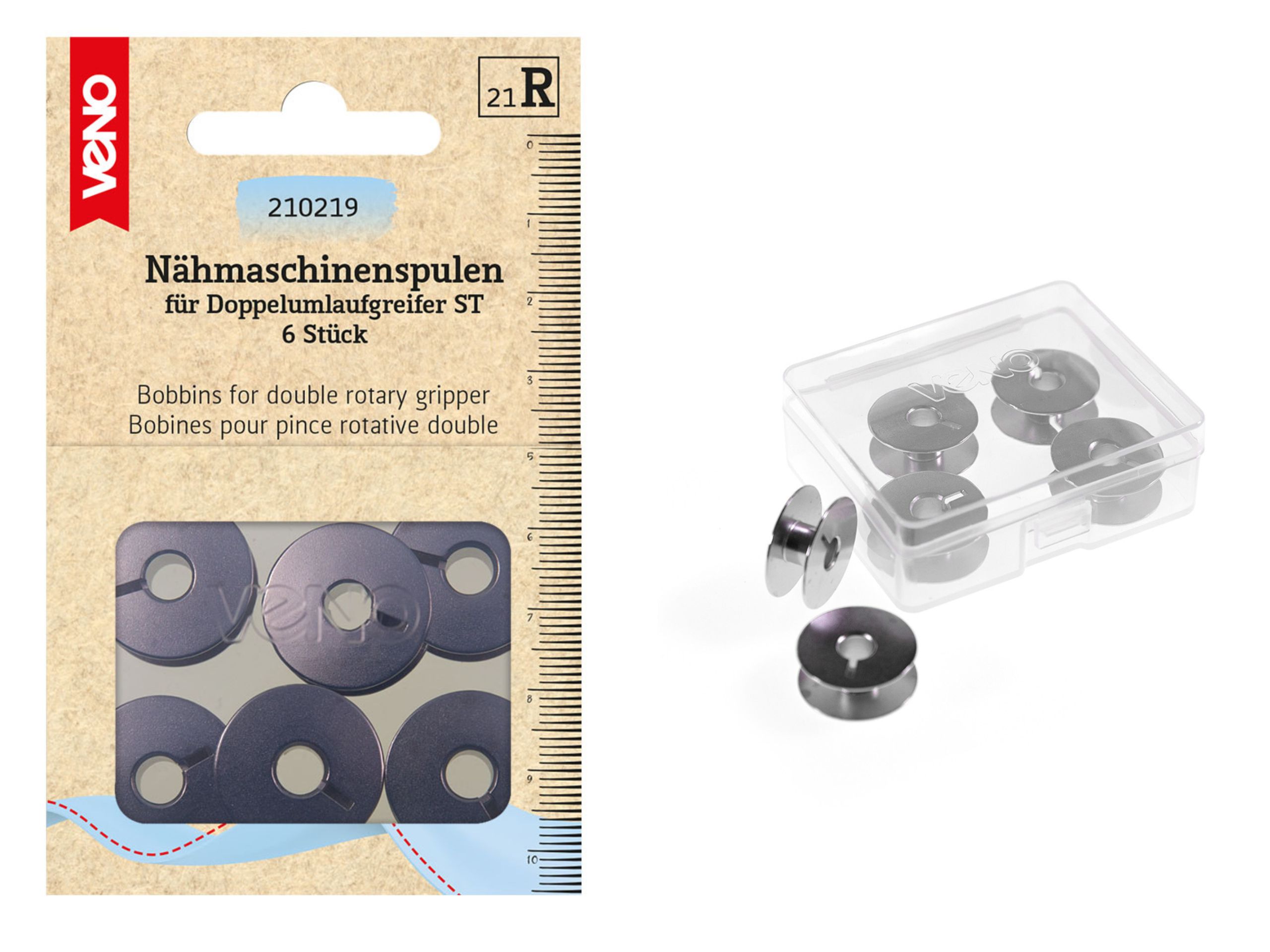 VENO Nähmaschinenspulen für Doppelumlaufgreifer  21,1 mm