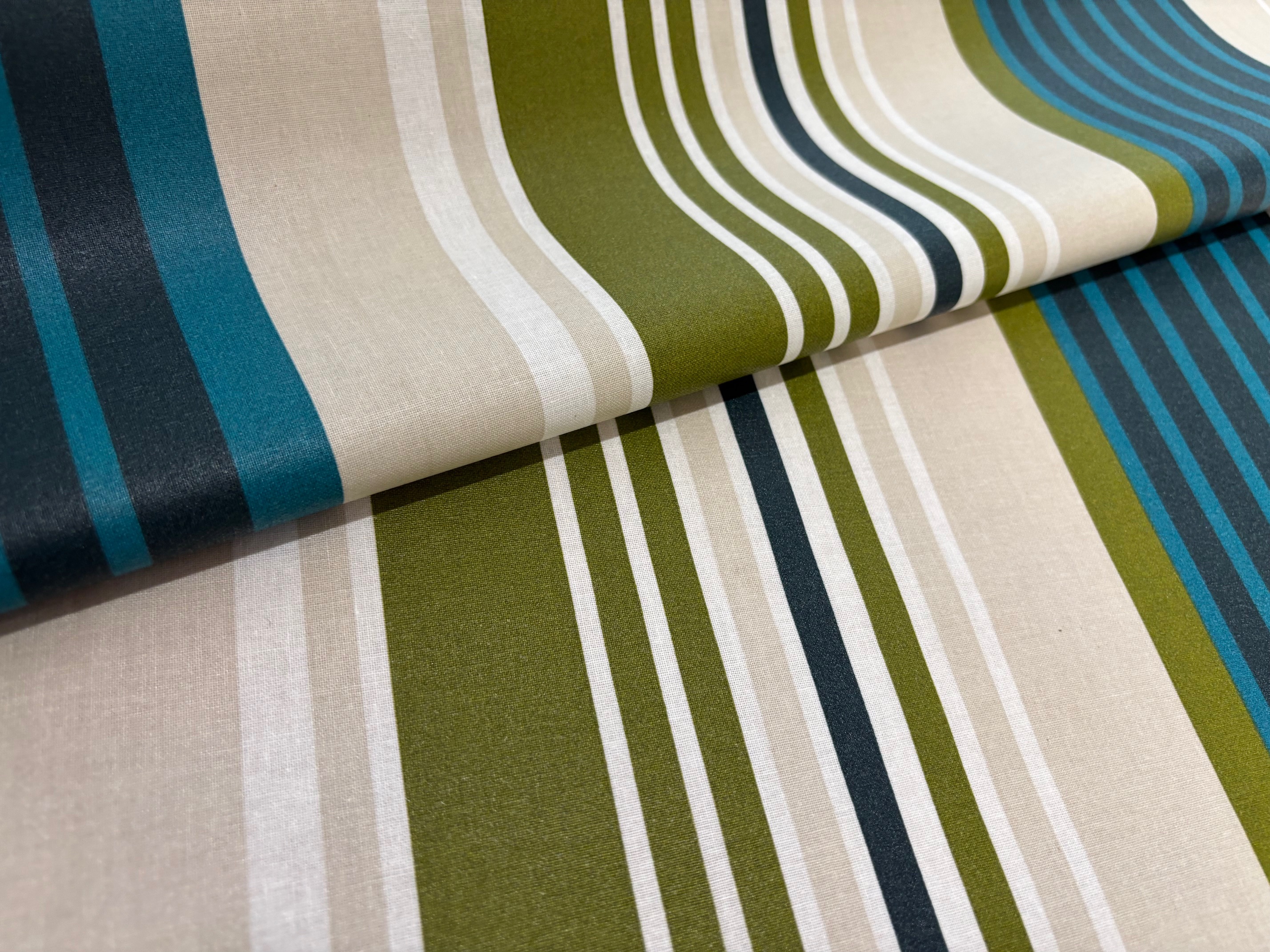 Wachstuch Stripes Petrol Grün Natur gestreift laminiert