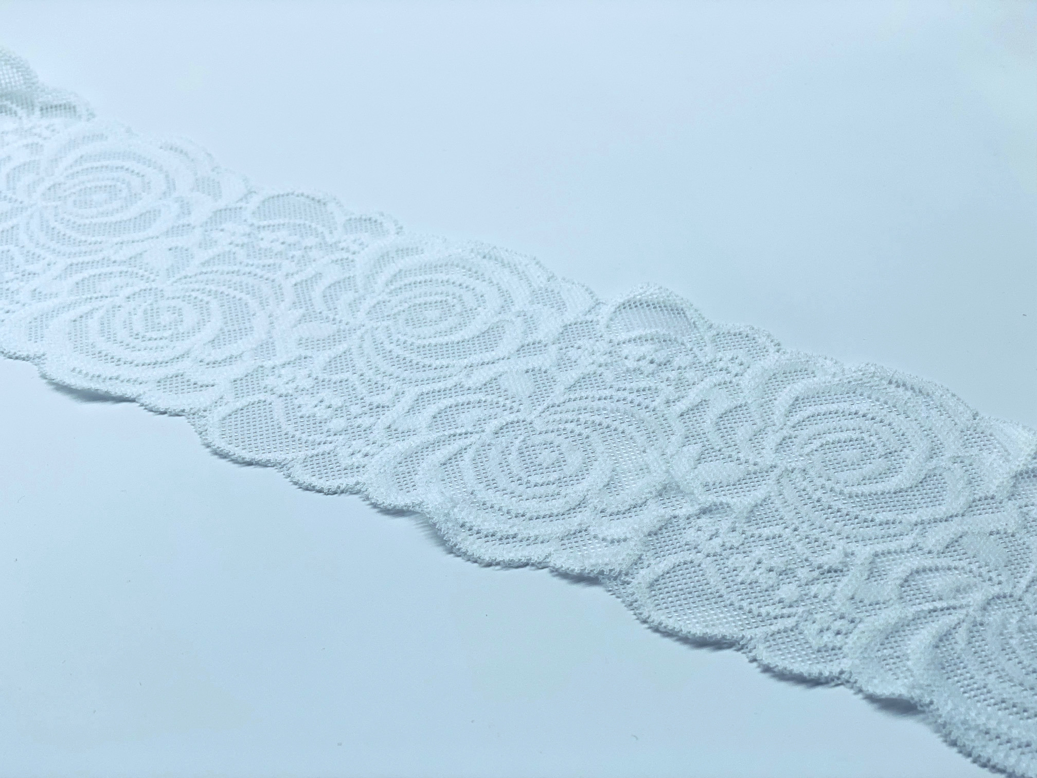 Elastische Spitzenbordüre Weiß 90 mm