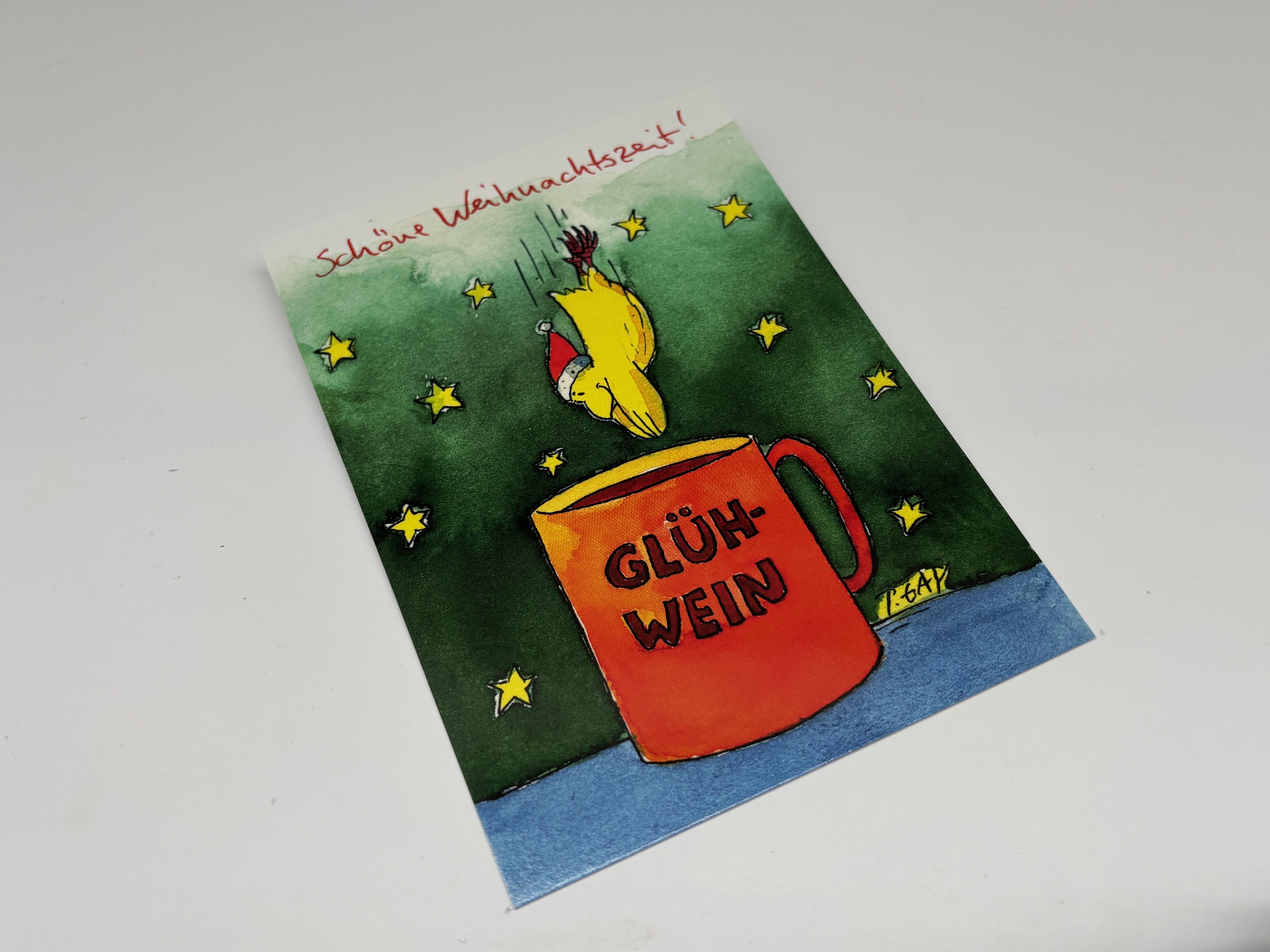 Postkarte Hinein in den Glühwein