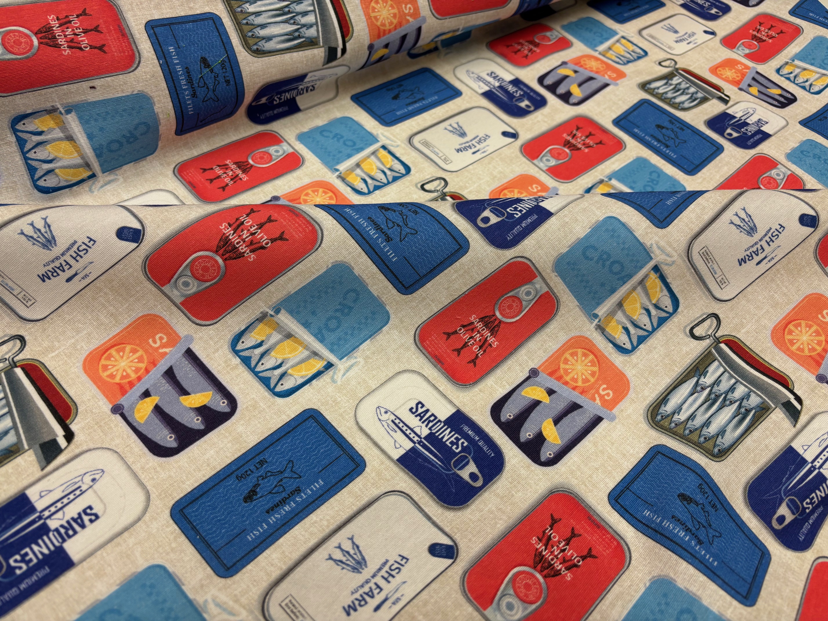 Baumwollstoff Sardinendosen Marseille