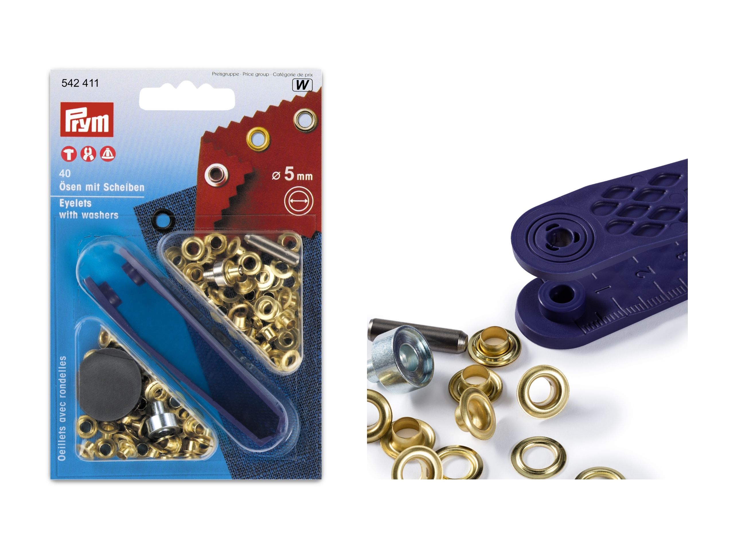 Prym Ösen und Scheiben 5,0 mm goldfarbig