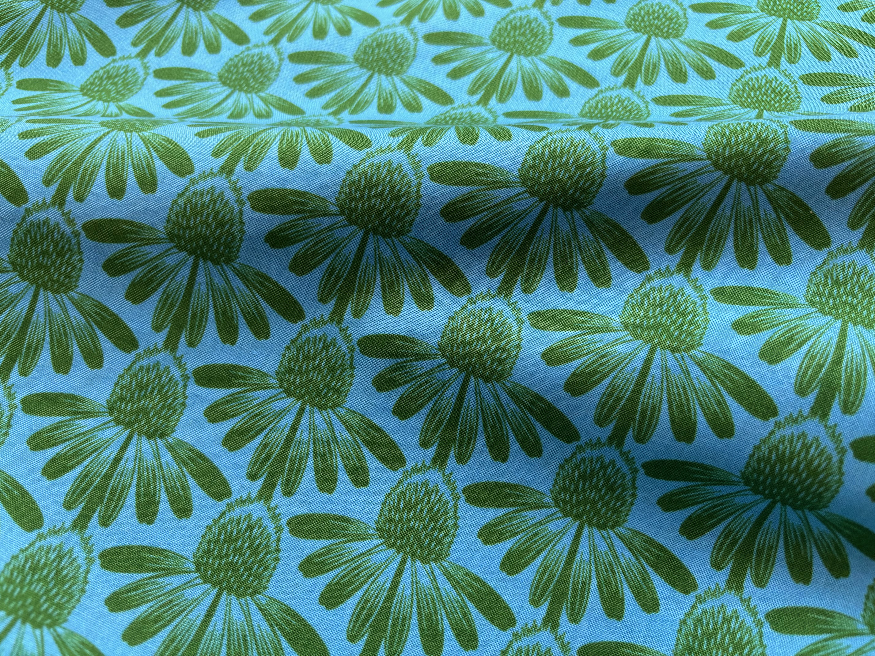 Baumwollstoff Echinacea Indelible Grün Türkis Maria Horner Free Spirit