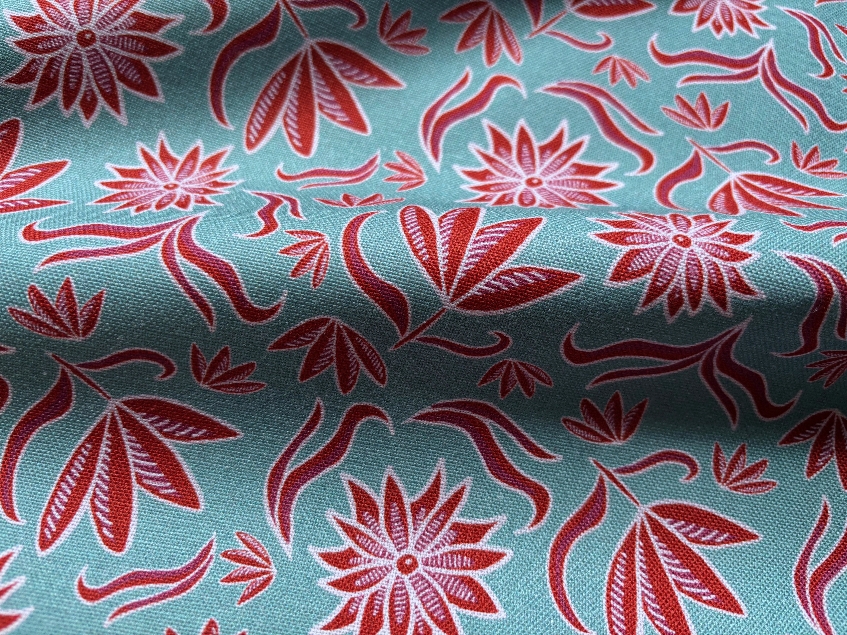 Canvas Retro Flowers Emjo Design Rauchblau Rot
