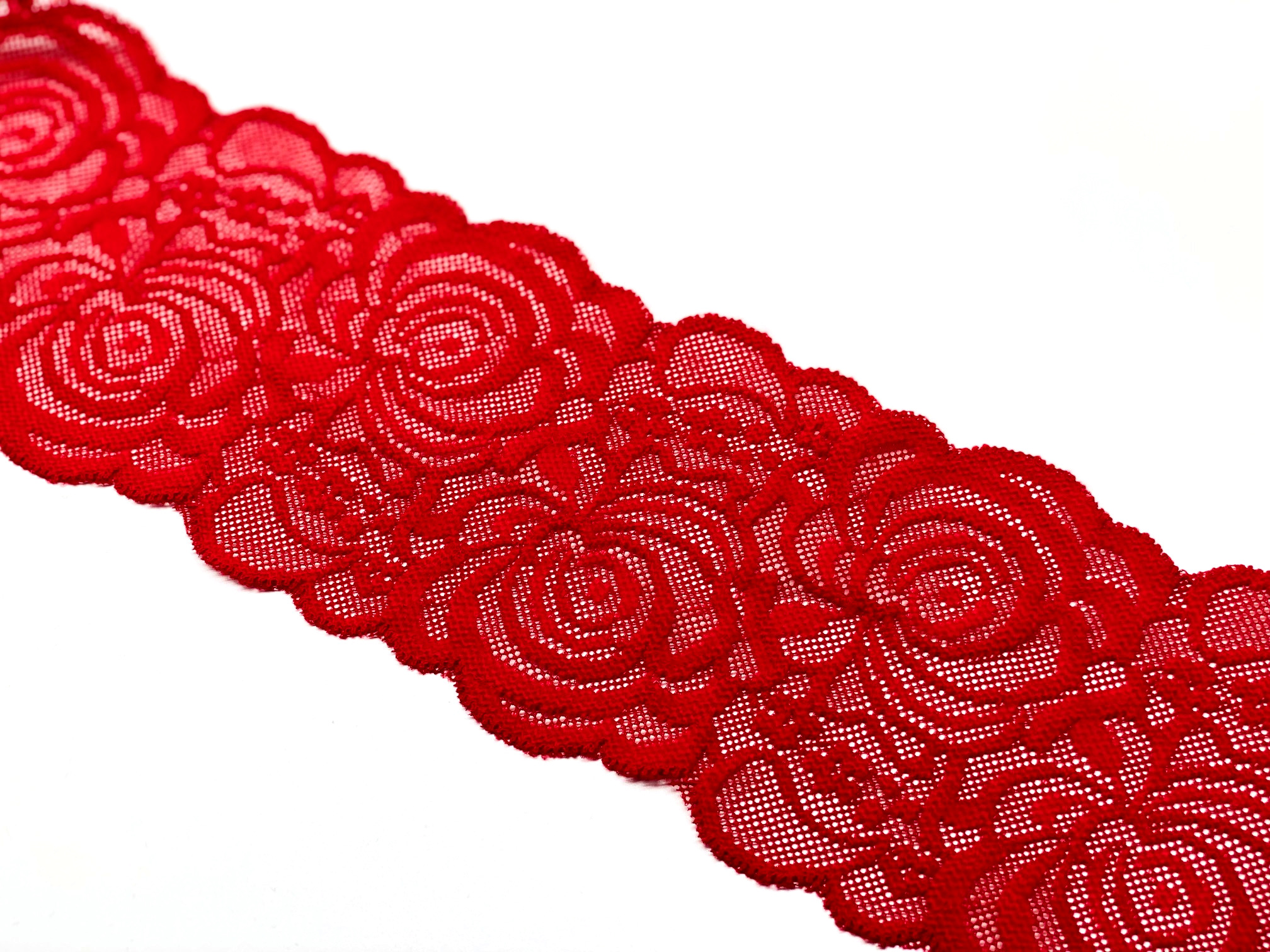 Elastische Spitzenbordüre Rot 90 mm