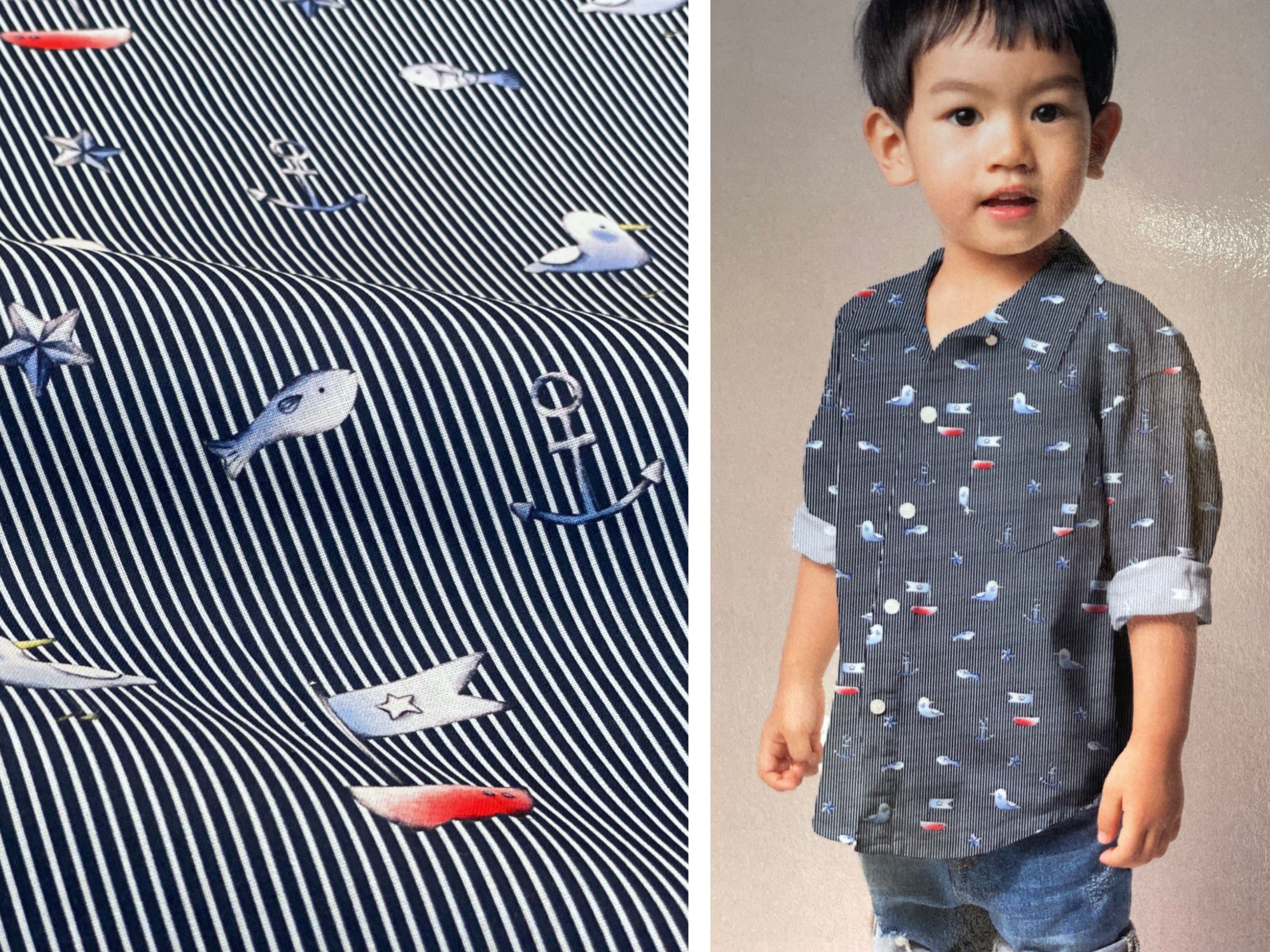 Baumwoll-Popeline Maritim