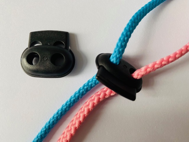 Kordelstopper Schwarz Kunststoff 2 Loch 5 mm
