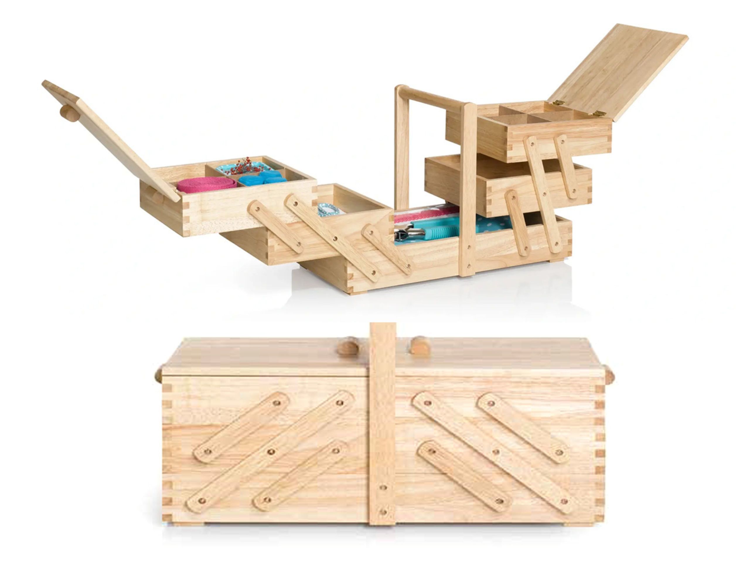 Prym Nähkasten aus hellem Holz Größe L