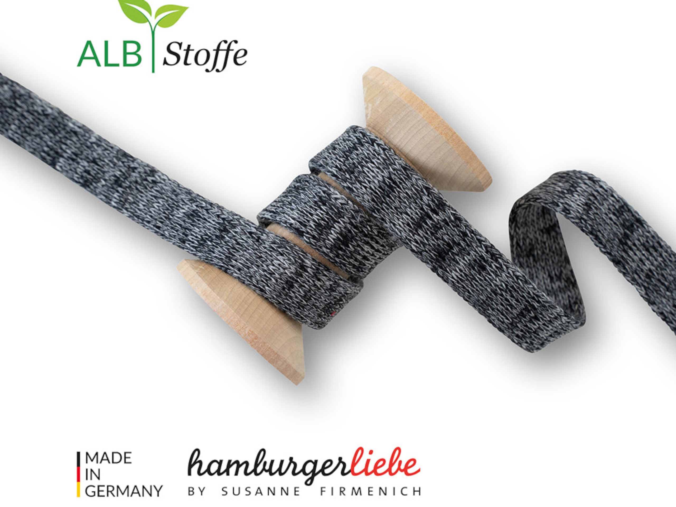 Bio-Baumwollkordel Melange Schwarz Plain Stitches 20 mm