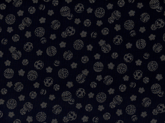 Baumwollstoff Bälle & Blumen Dunkelblau