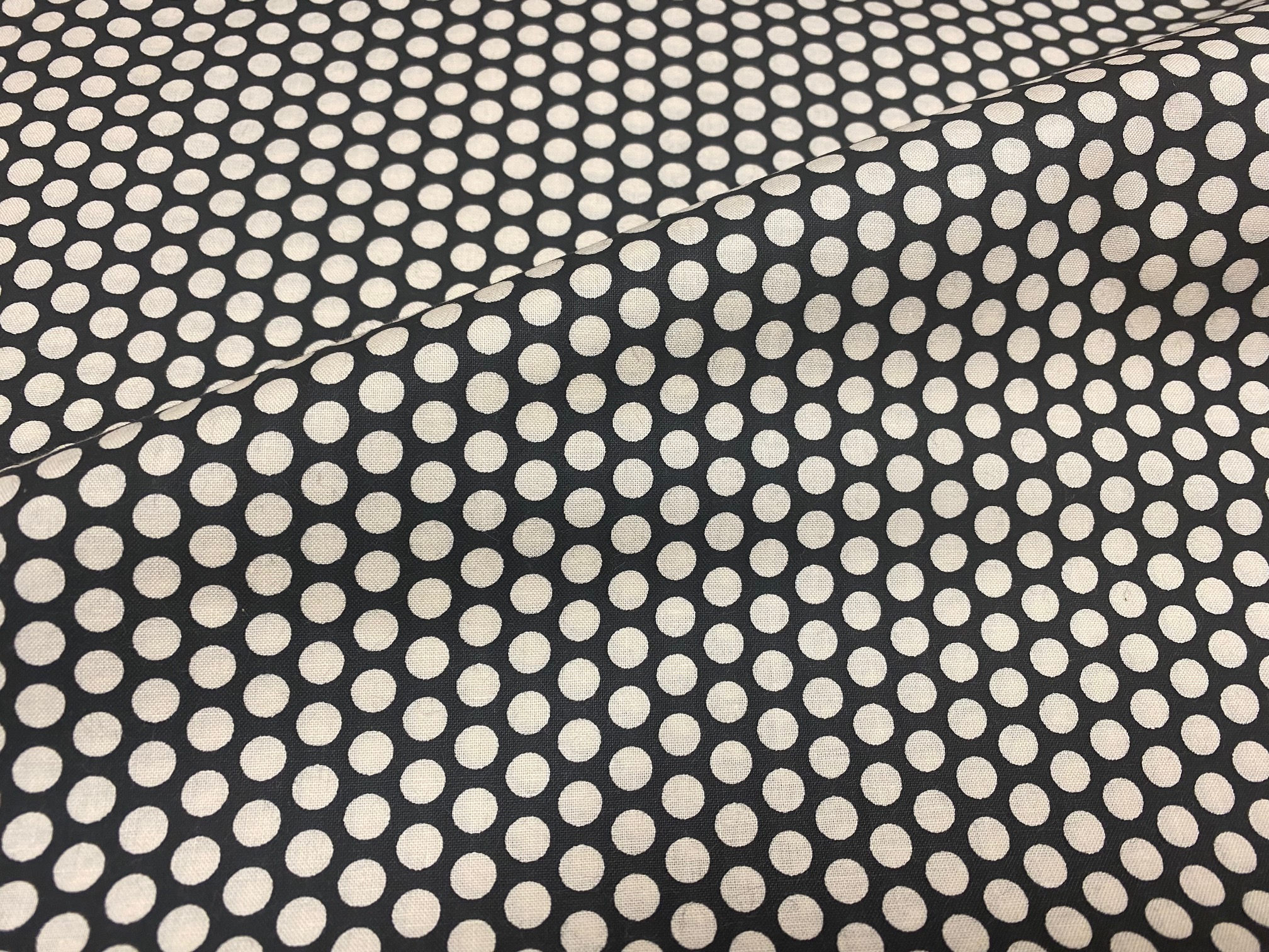 Baumwollstoff Punkterapport Schwarz/Natur