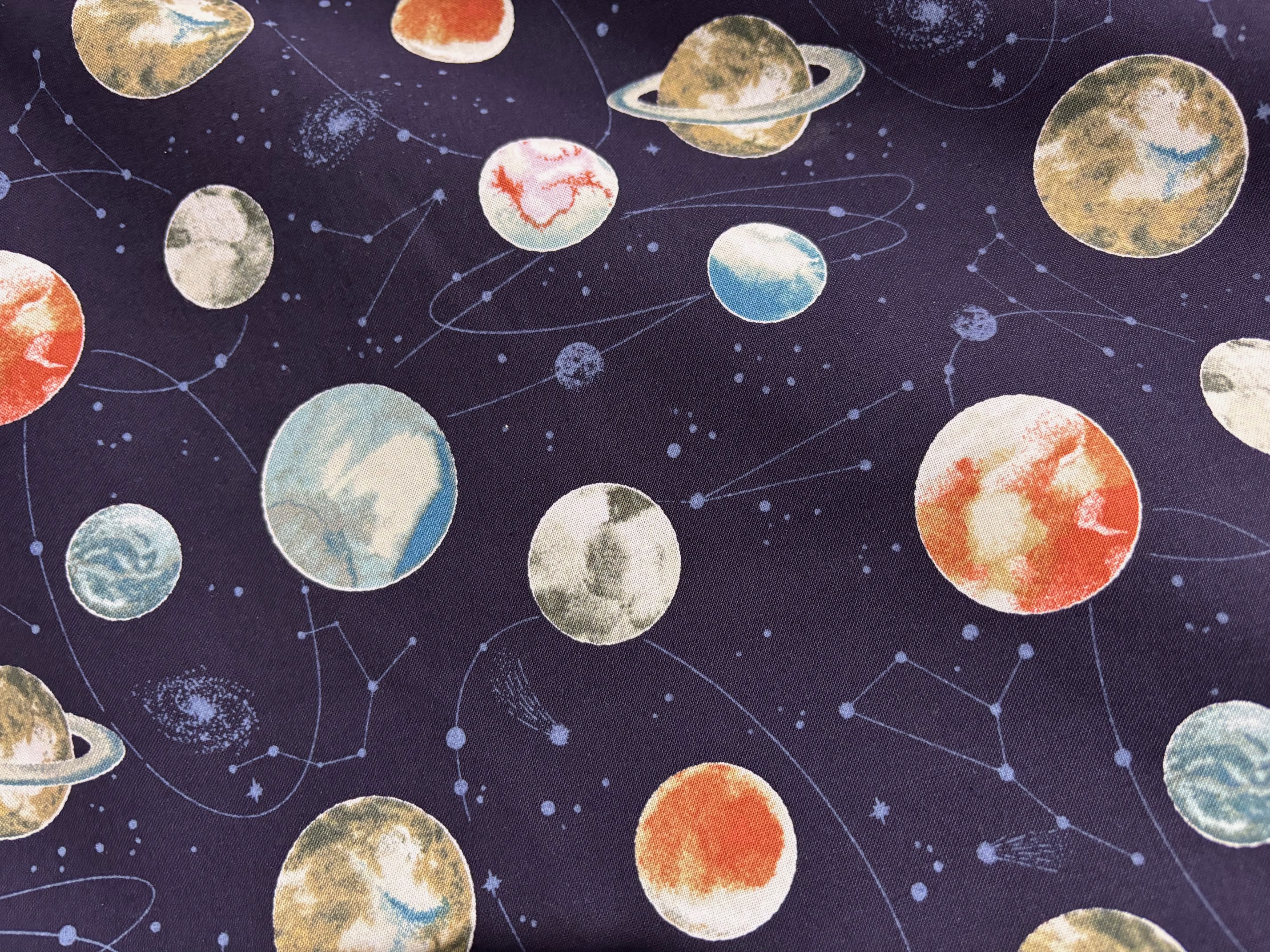 Baumwollstoff Planeten und Weltall Dunkelblau KOKKA