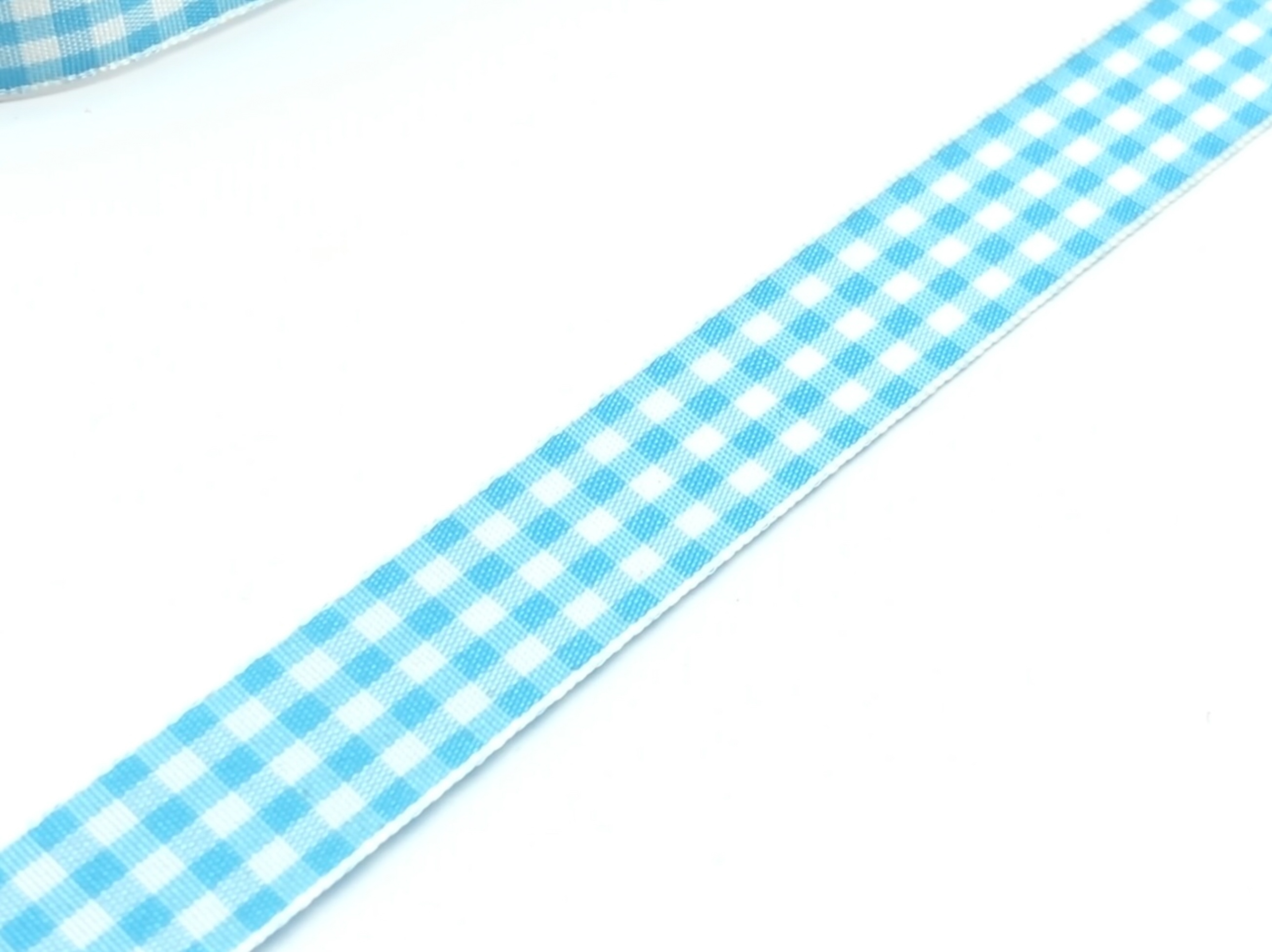 Webband Vichy Karo Hellblau Weiß 15 mm