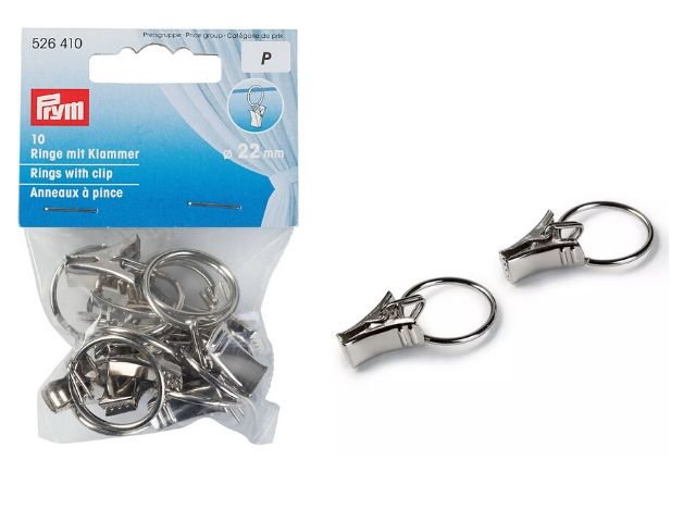Prym Vorhang-Ringe mit Klammer 22 mm silber