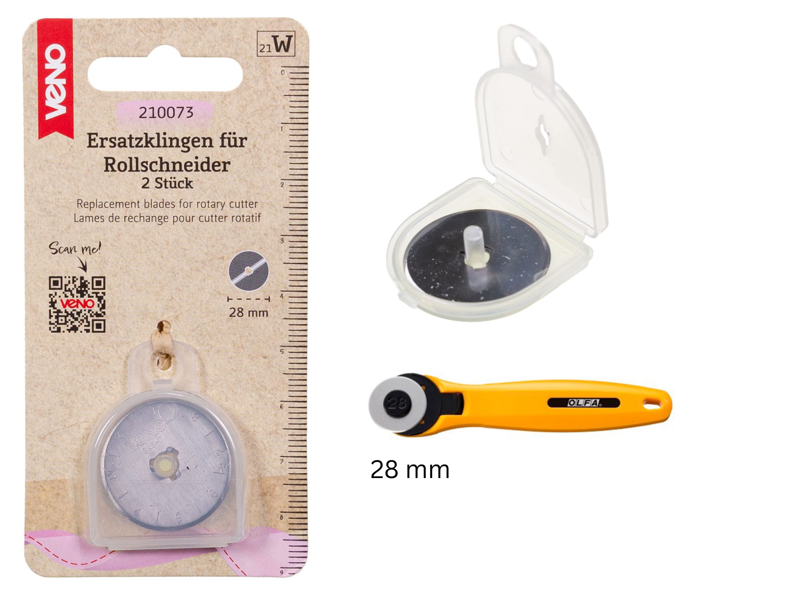 VENO Ersatzklinge für Rollschneider Mini 28 mm 2 Stück