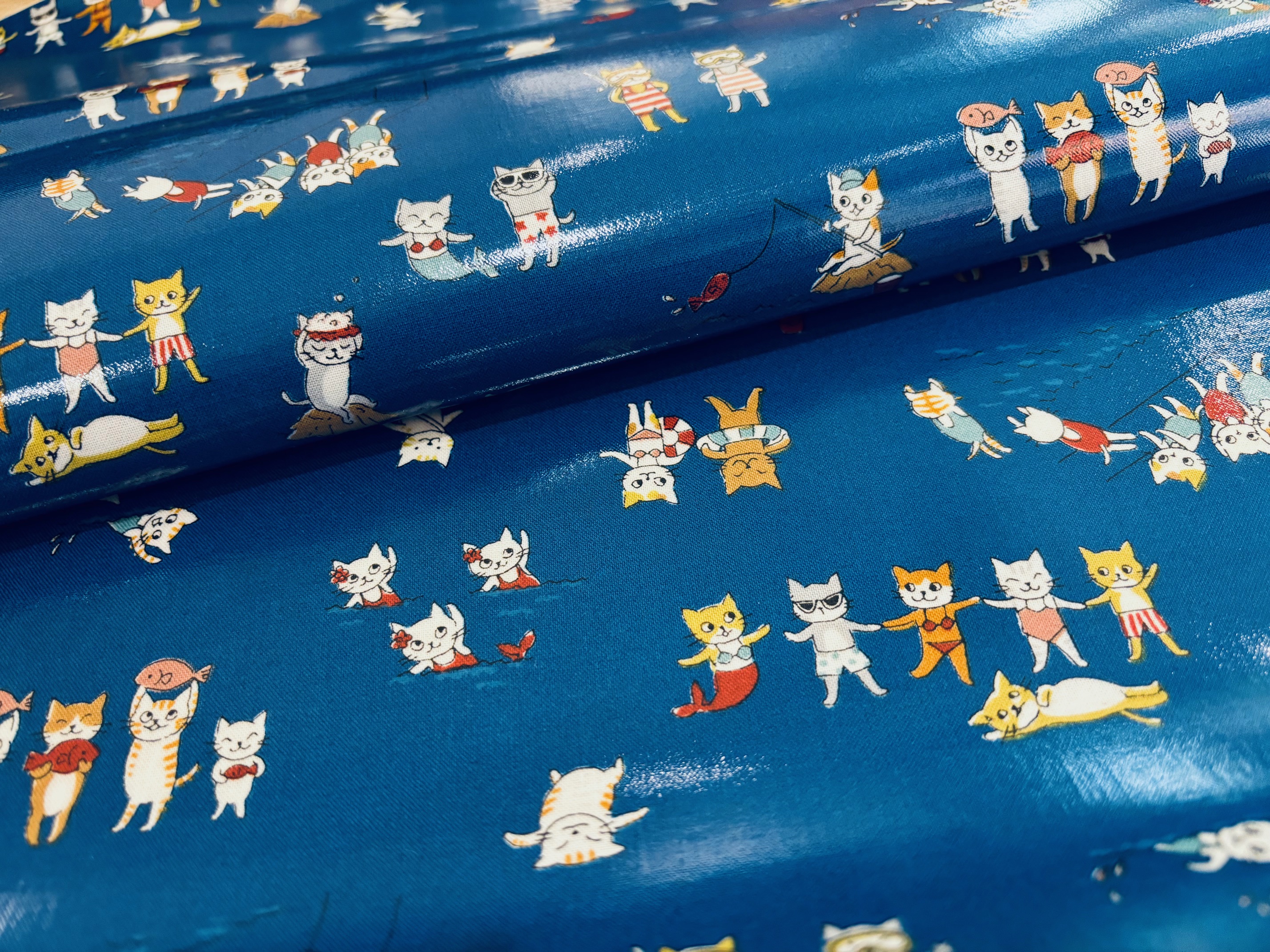 Wachstuch Wenn Katzen schwimmen gehen