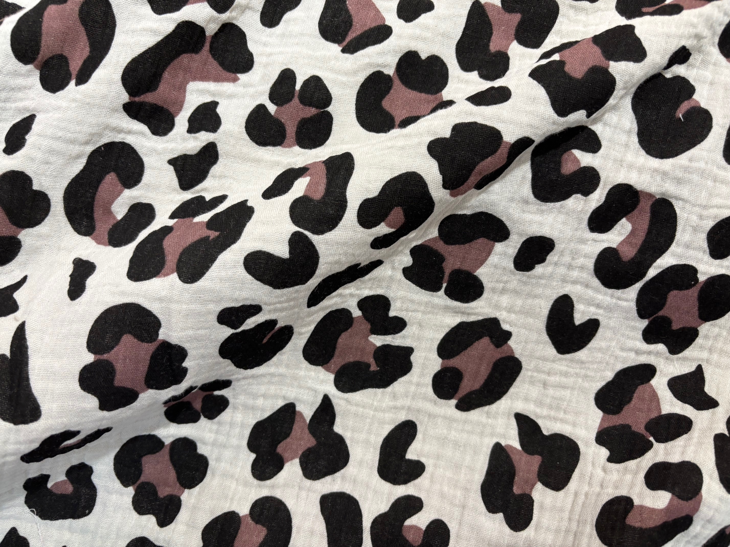 Musselin/Gauze Leo Tupfen Braun Natur