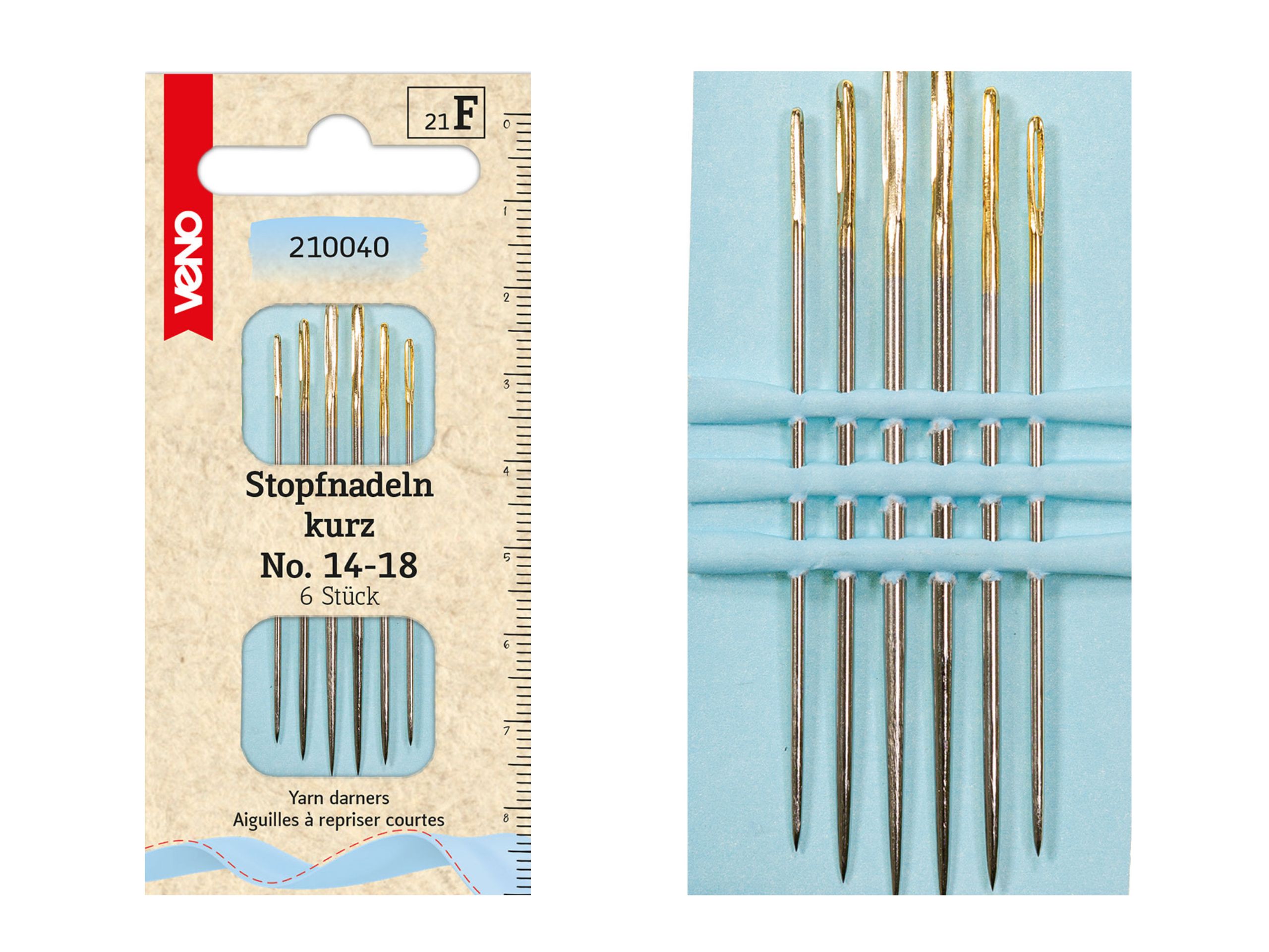 VENO Stopfnadeln mit Spitze No 14-18 6 Stück langes Öhr