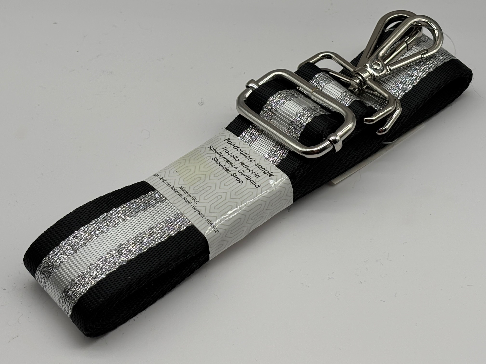 Tragegurtband Stripes Silber Schwarz Stück