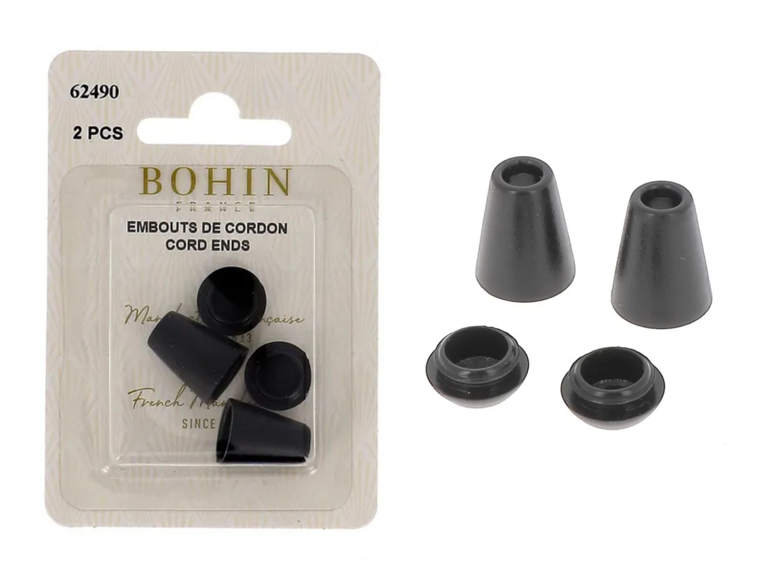 Kordelenden Schwarz 2 Stück 13,5 mm