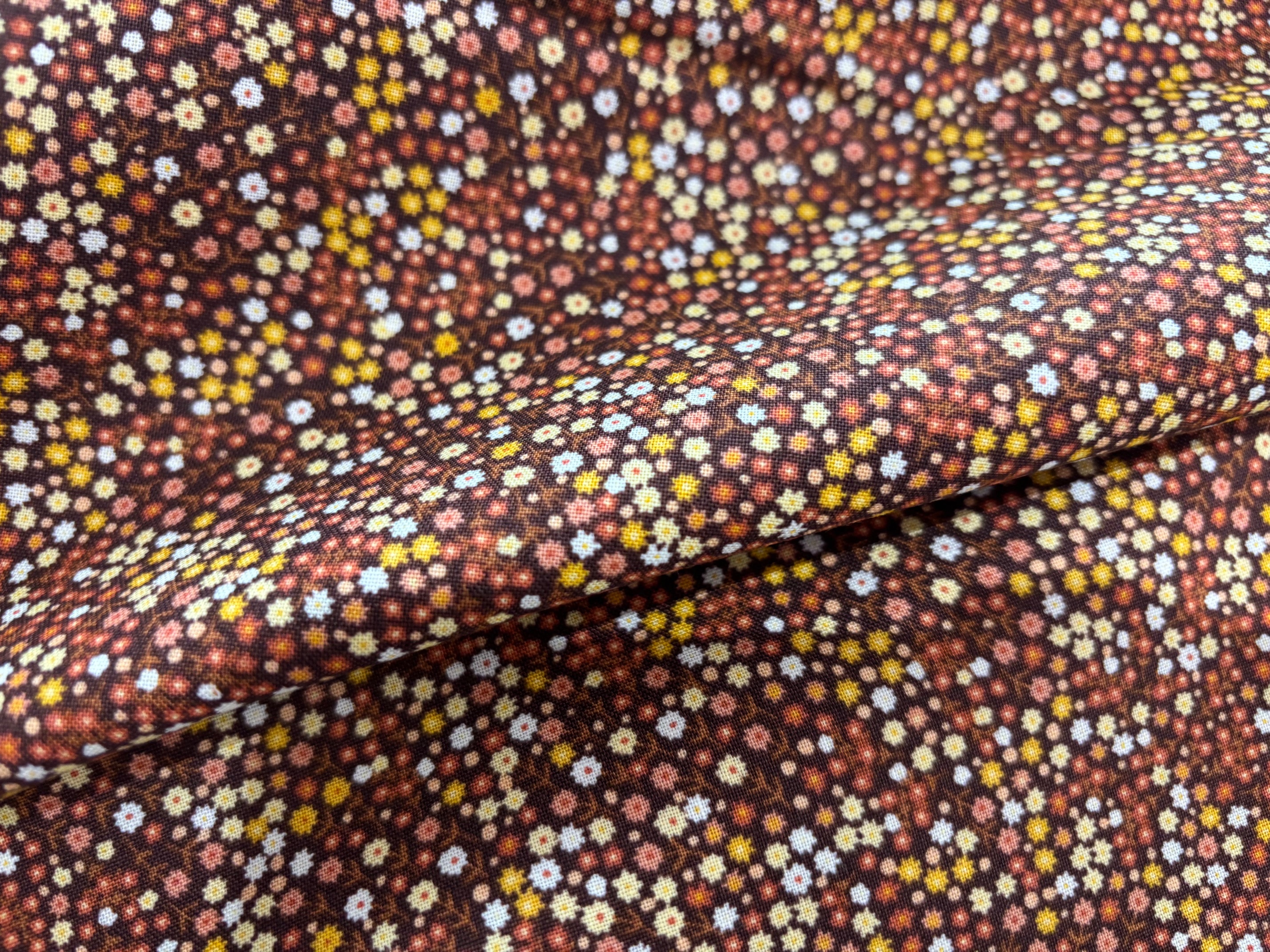 Baumwollstoff Autumn Blooms Blümchen Braun