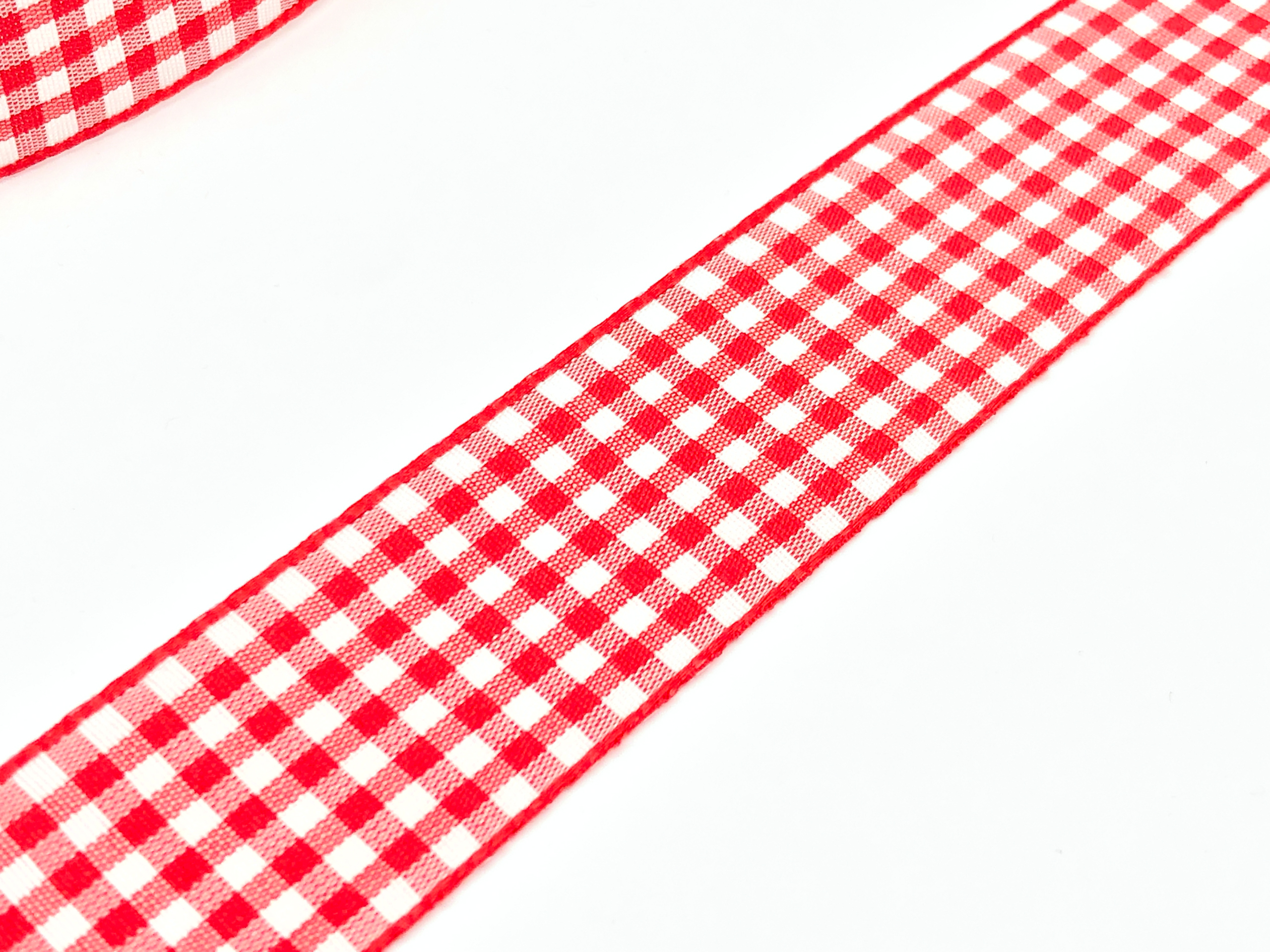 Webband Vichy Karo Rot Weiß 25 mm