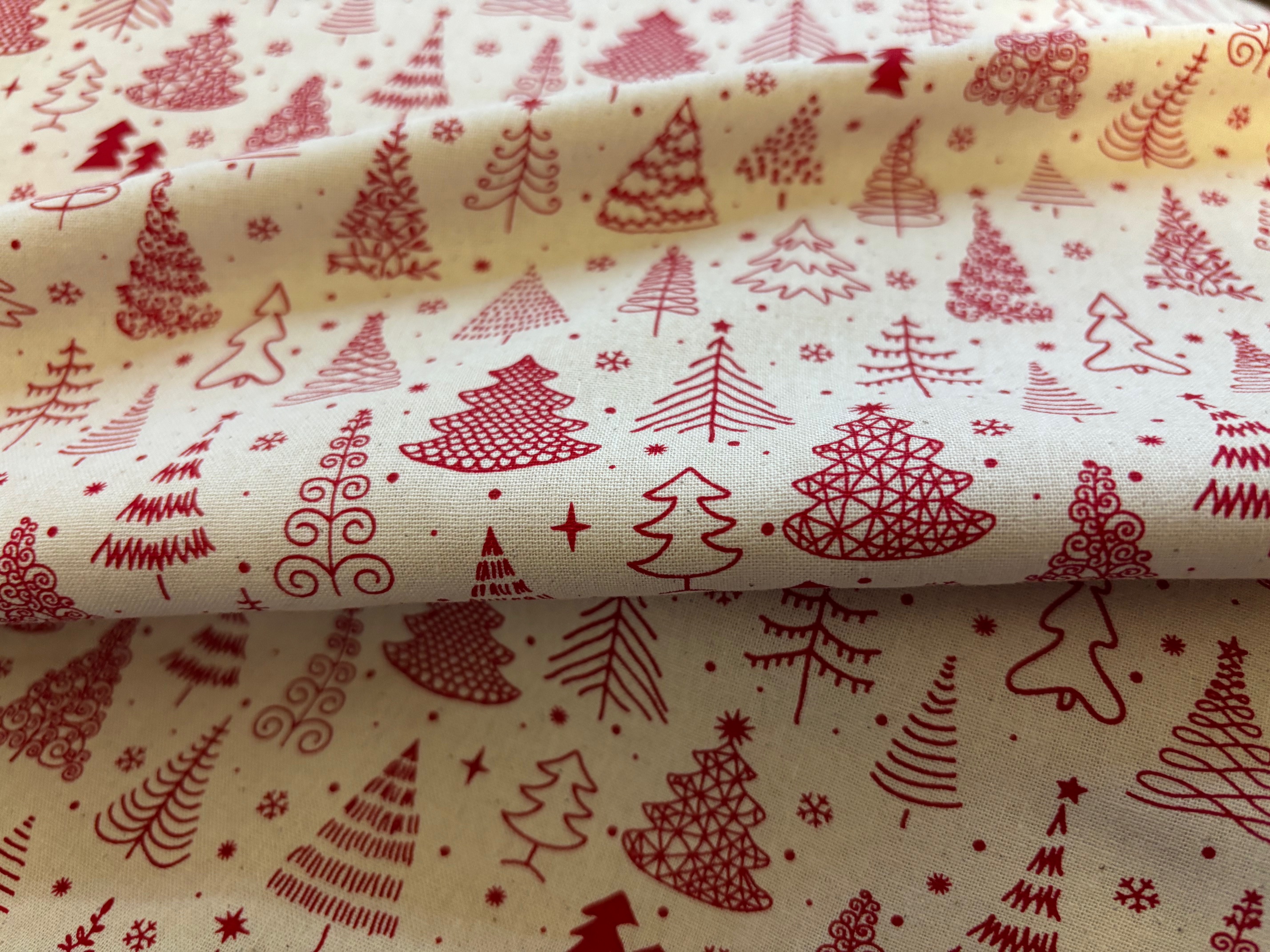 Weihnachtsstoff Oh Tannenbäumchen Rot