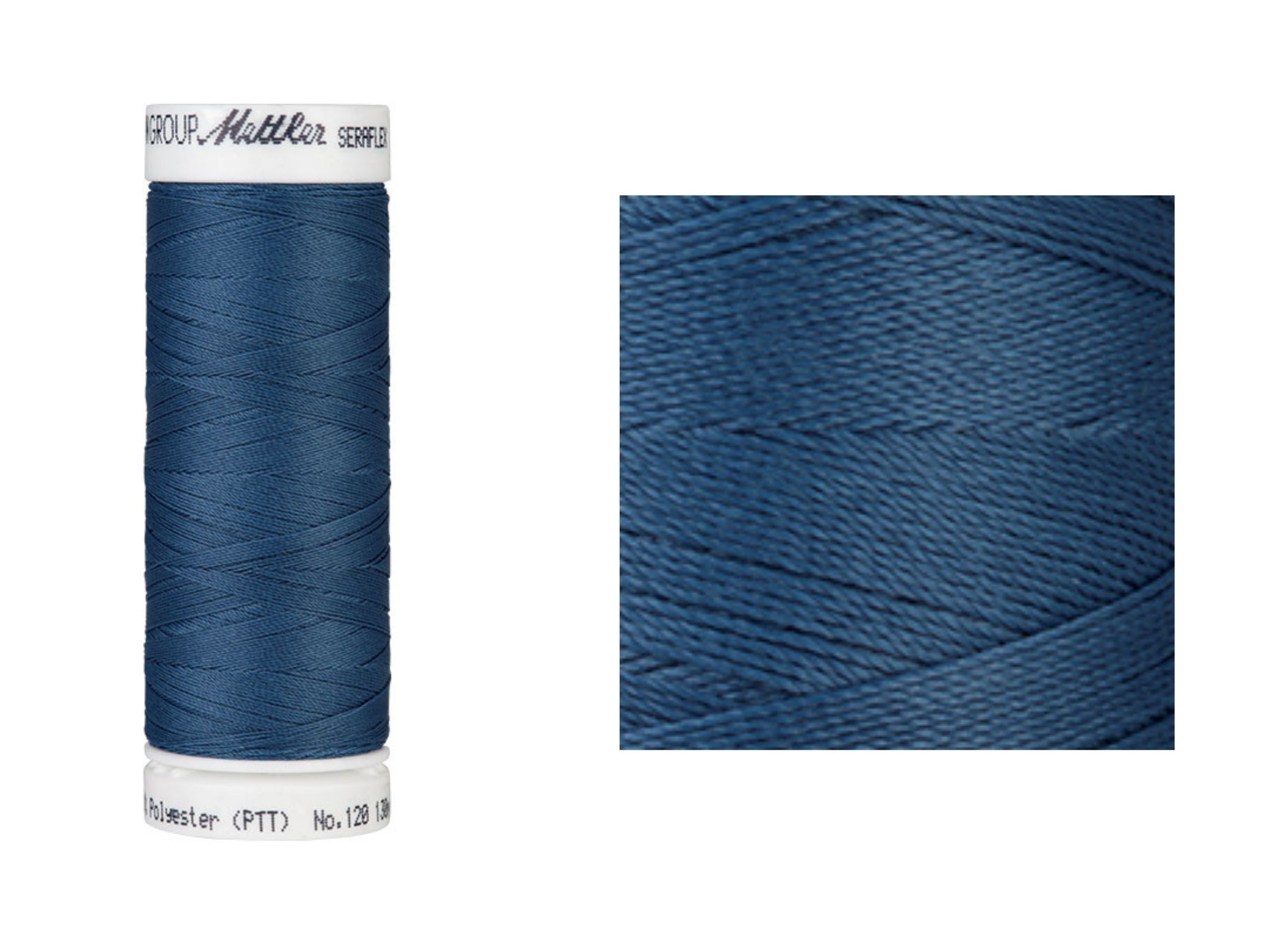 Seraflex Elastik-Nähgarn Blue agate Mittelblau 698 Amann Mettler 130 m