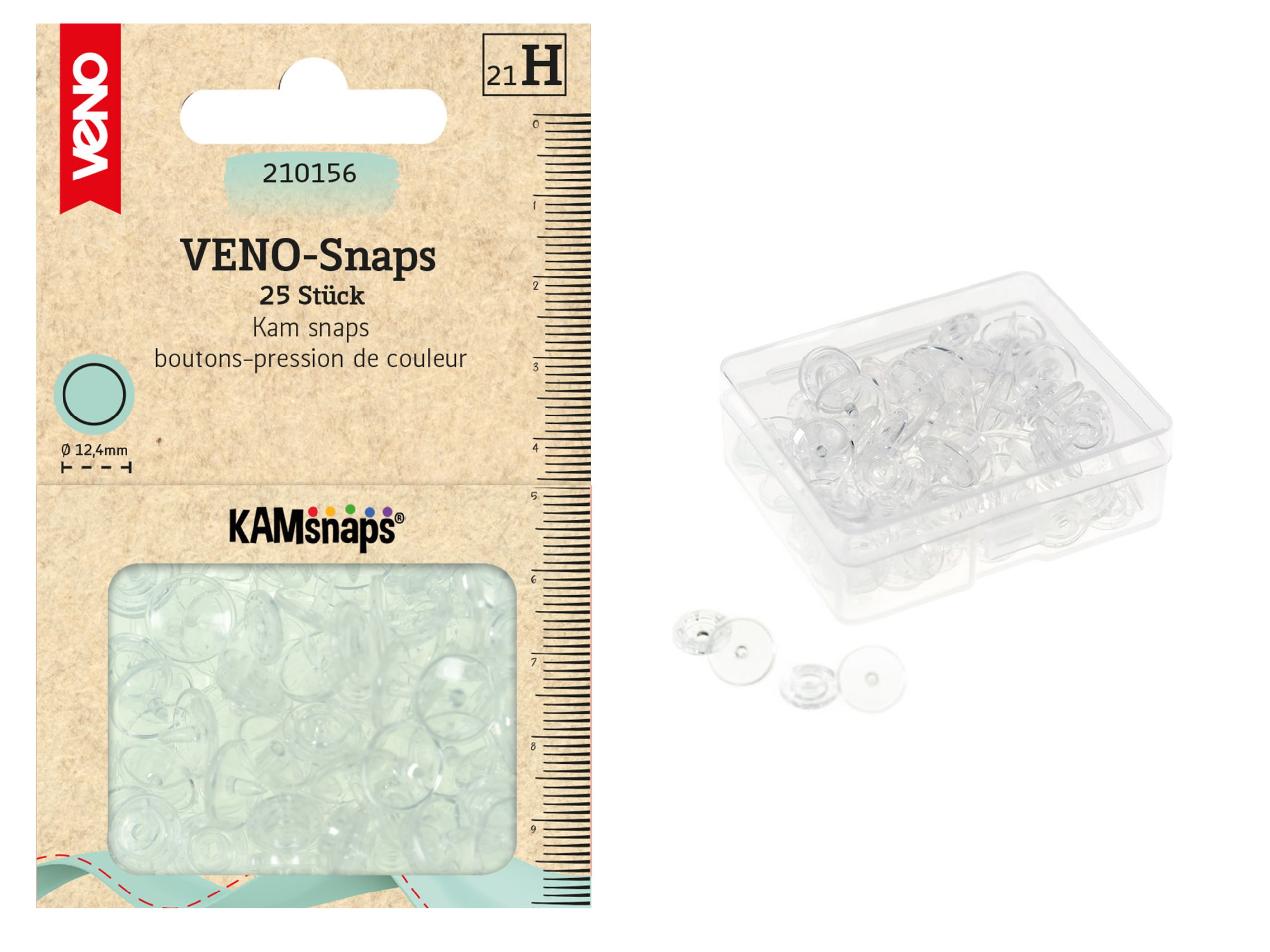 VENO-Snaps Druckknöpfe Transparent Kam Snaps 25 Stück