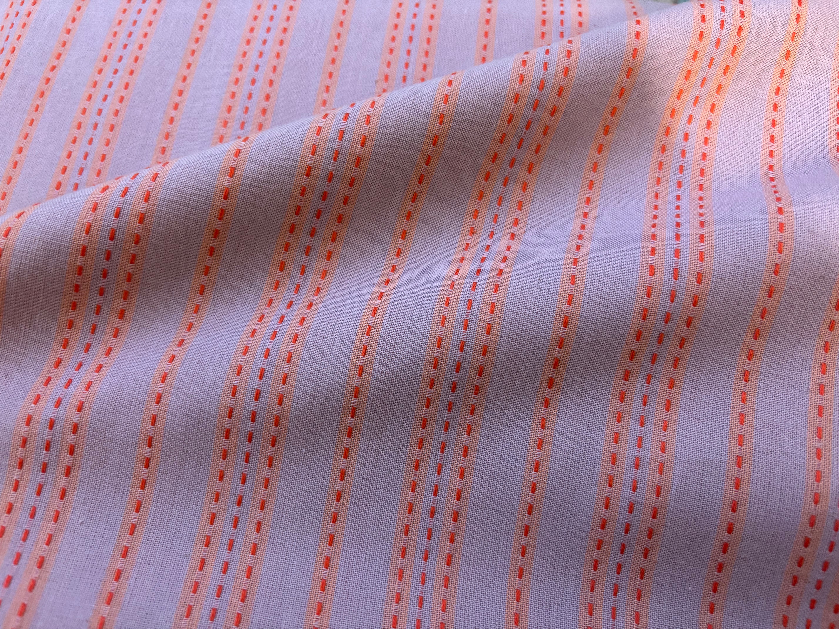 Baumwollstoff gewebt gestrichelten Linien Lila Neon Orange