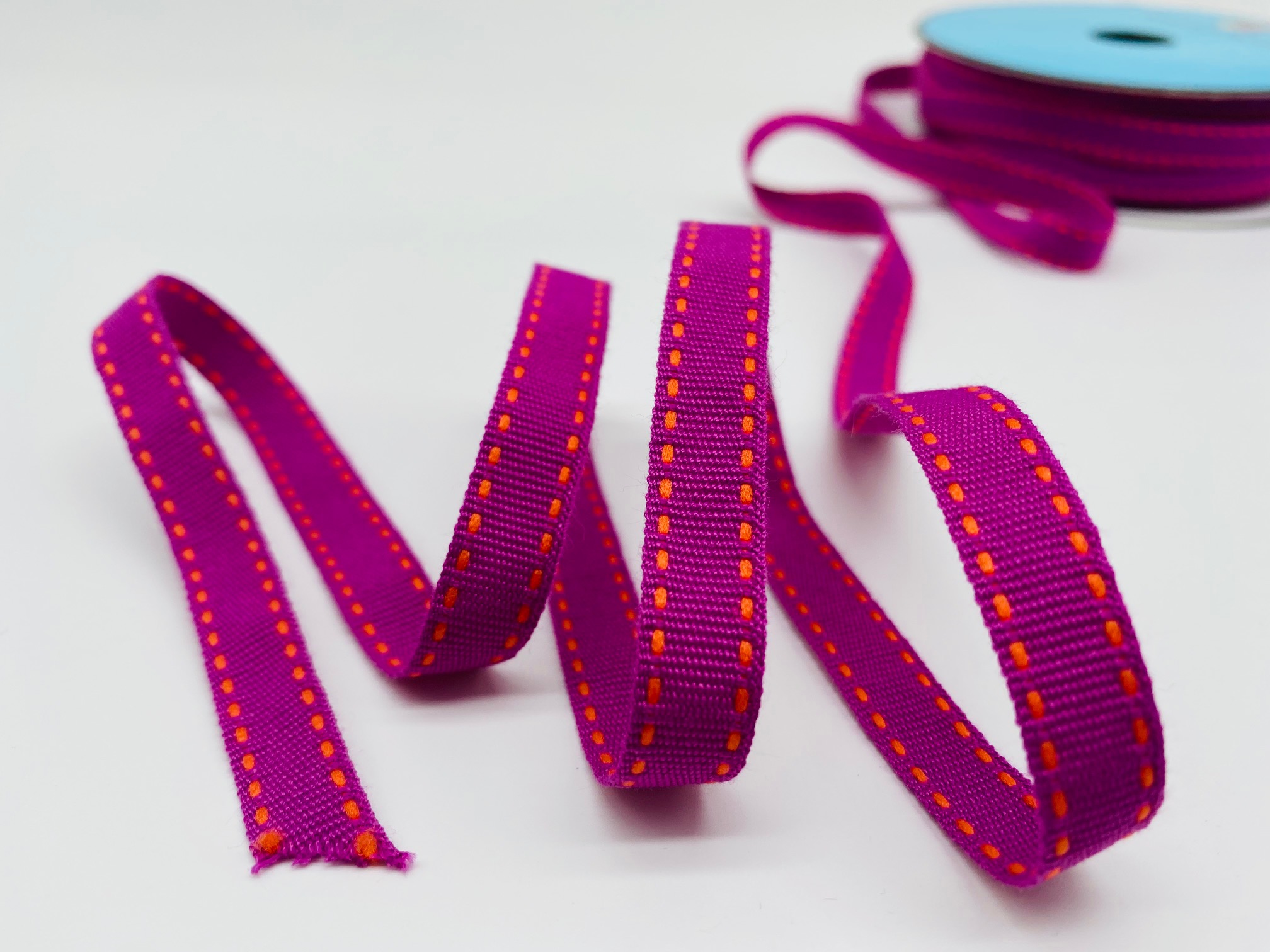 Webband Steppnaht Pink Orange 10 mm