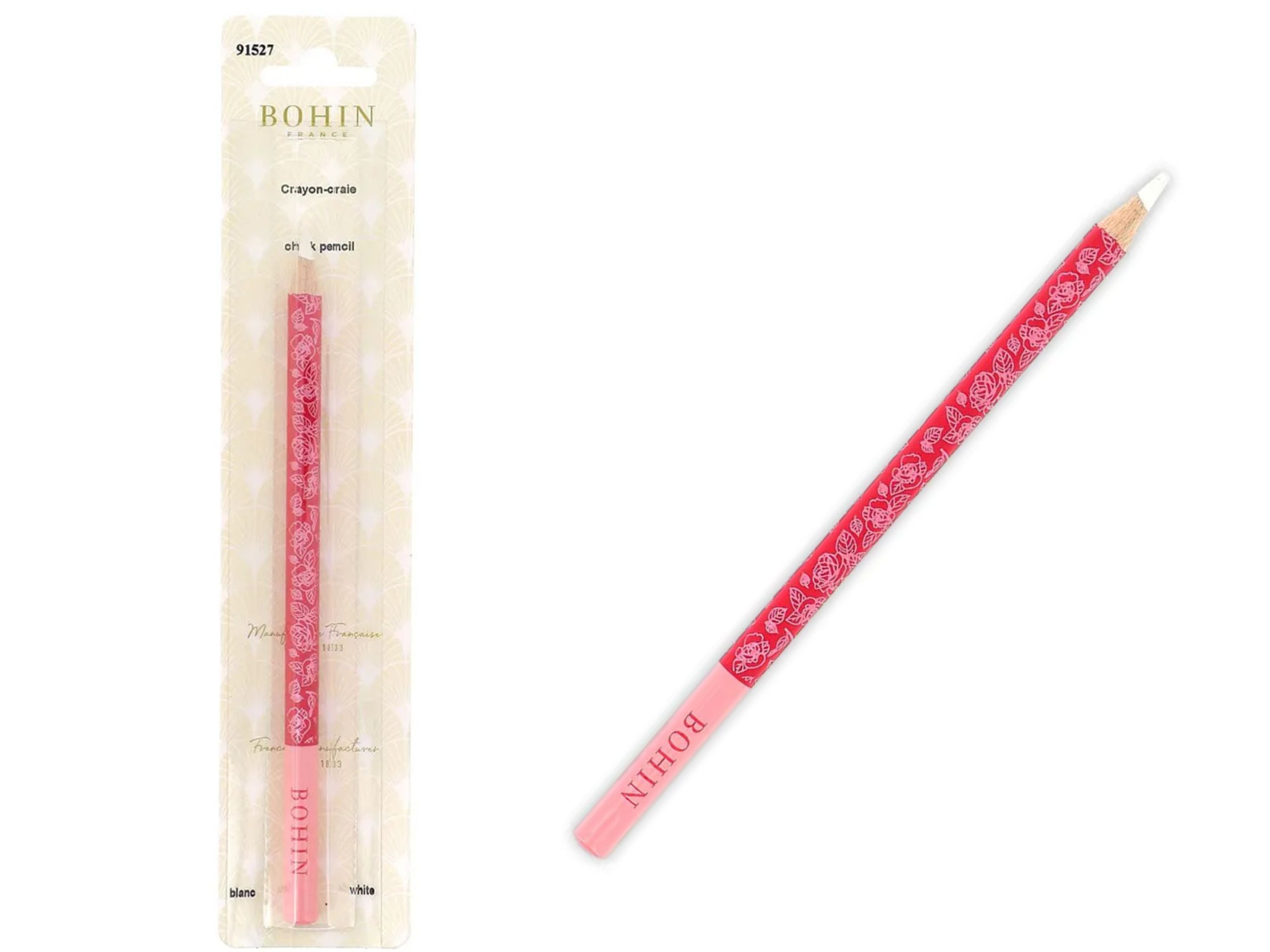 BOHIN Weißer Kreidestift Blossom Himbeerrot auswaschbar