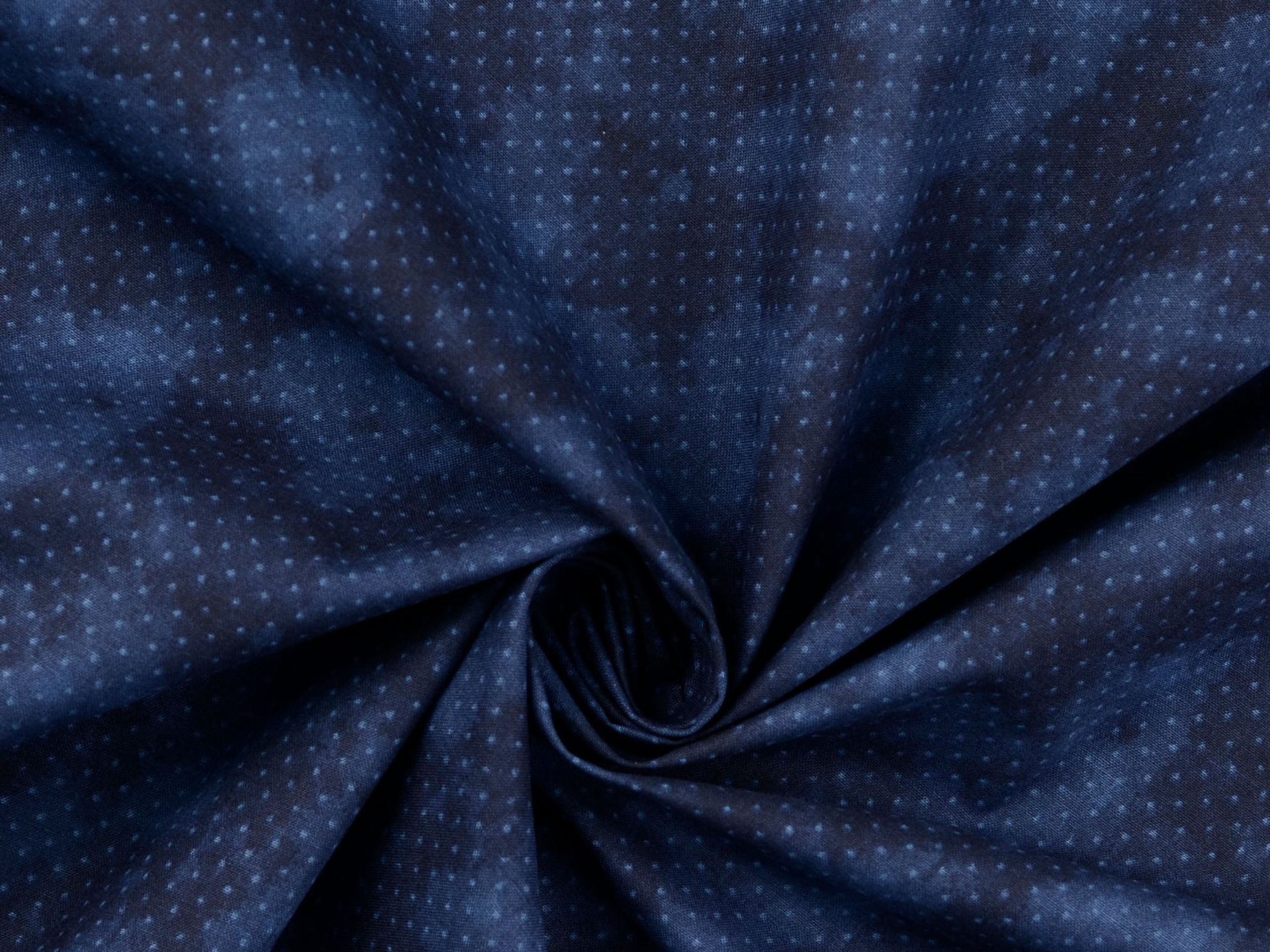 Baumwollstoff Pünktchen marmoriert Dunkelblau Shadow