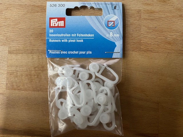 Prym Innenlaufrollen mit Faltenhaken 8 mm weiss für Gardinen