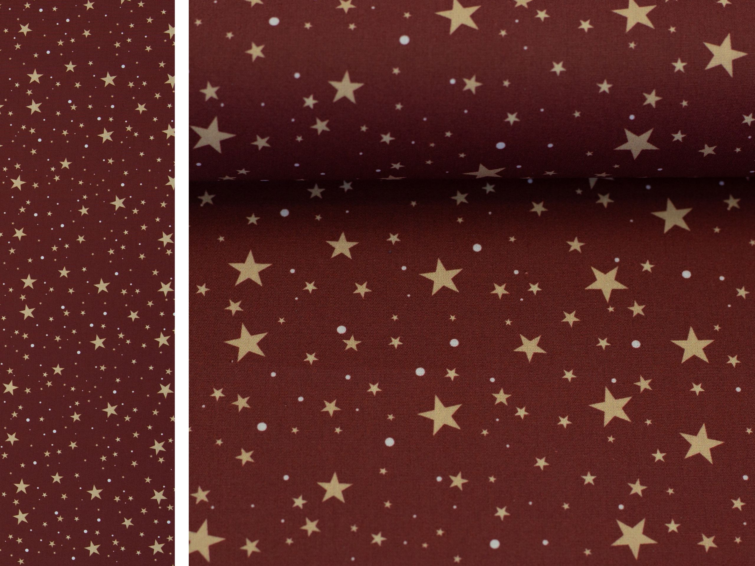 Weihnachtsstoff Björn Sternenhimmel Rotbraun