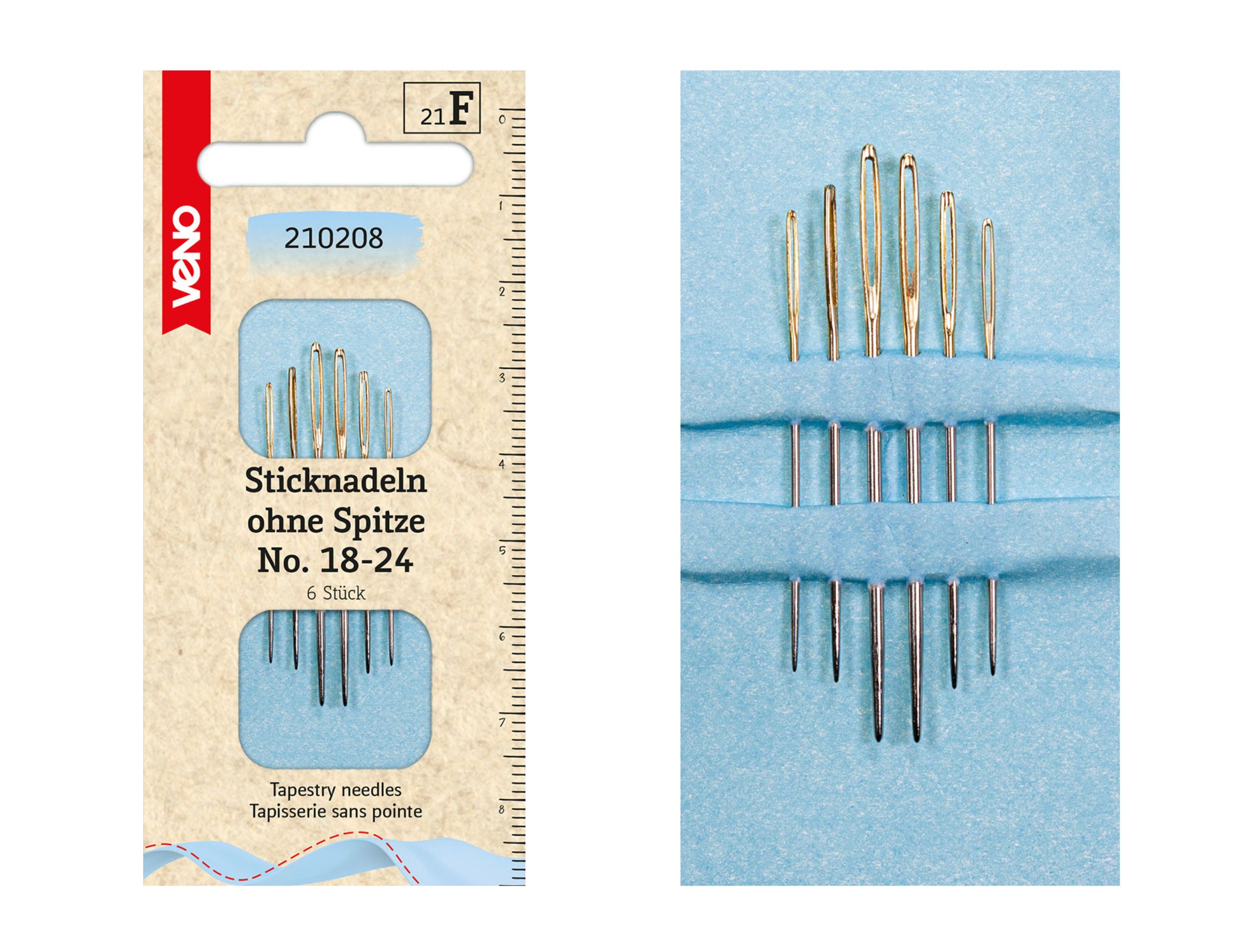 VENO Sticknadeln ohne Spitze No. 18-24 6 Stück VENO Sticknadeln ohne Spitze No. 18-24 6 Stück