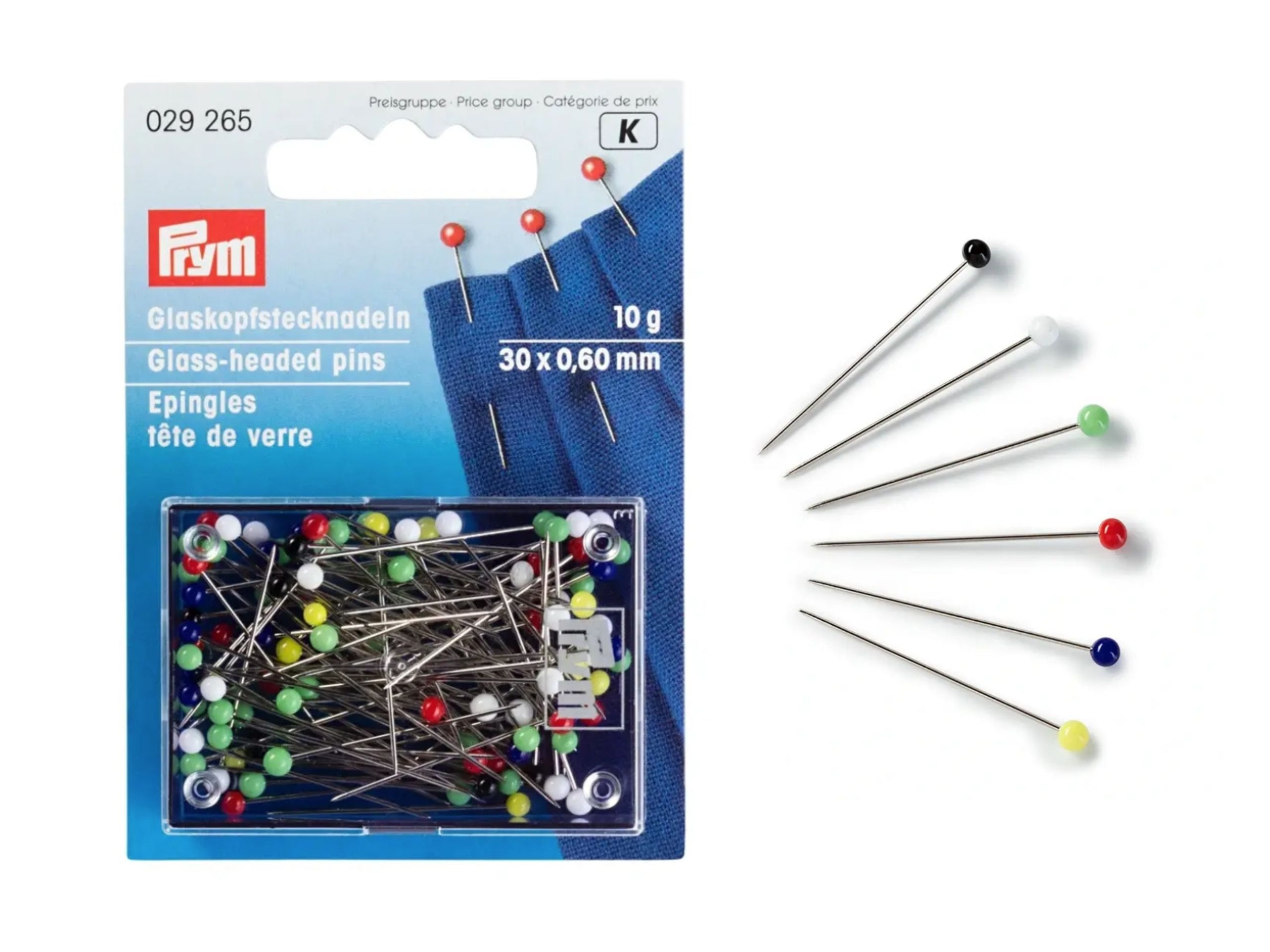 Prym Glaskopfnadeln 0,60 x 30 mm 10 g Bunt