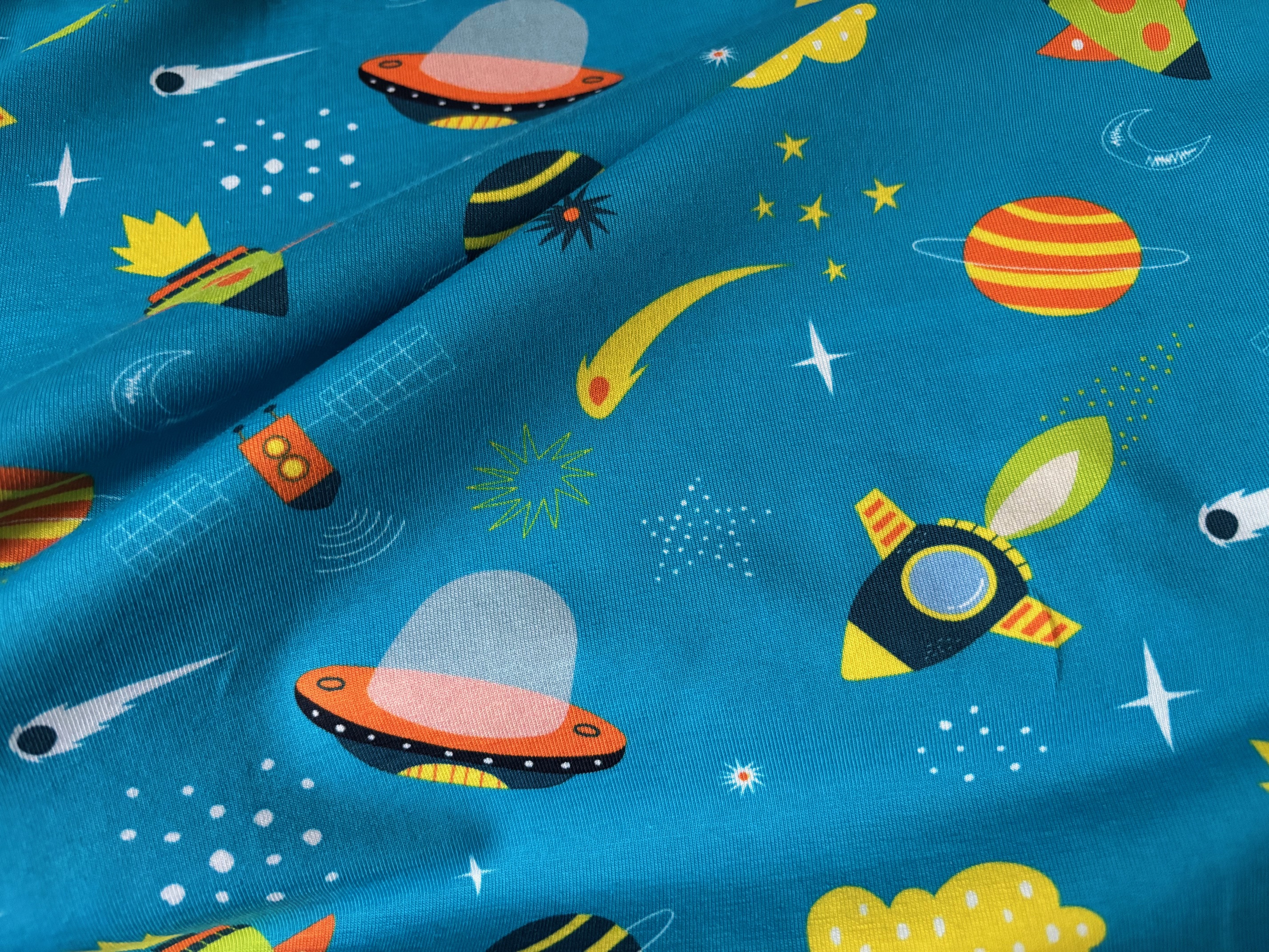 Kinderjersey Rakete Ufo und Planeten Türkis