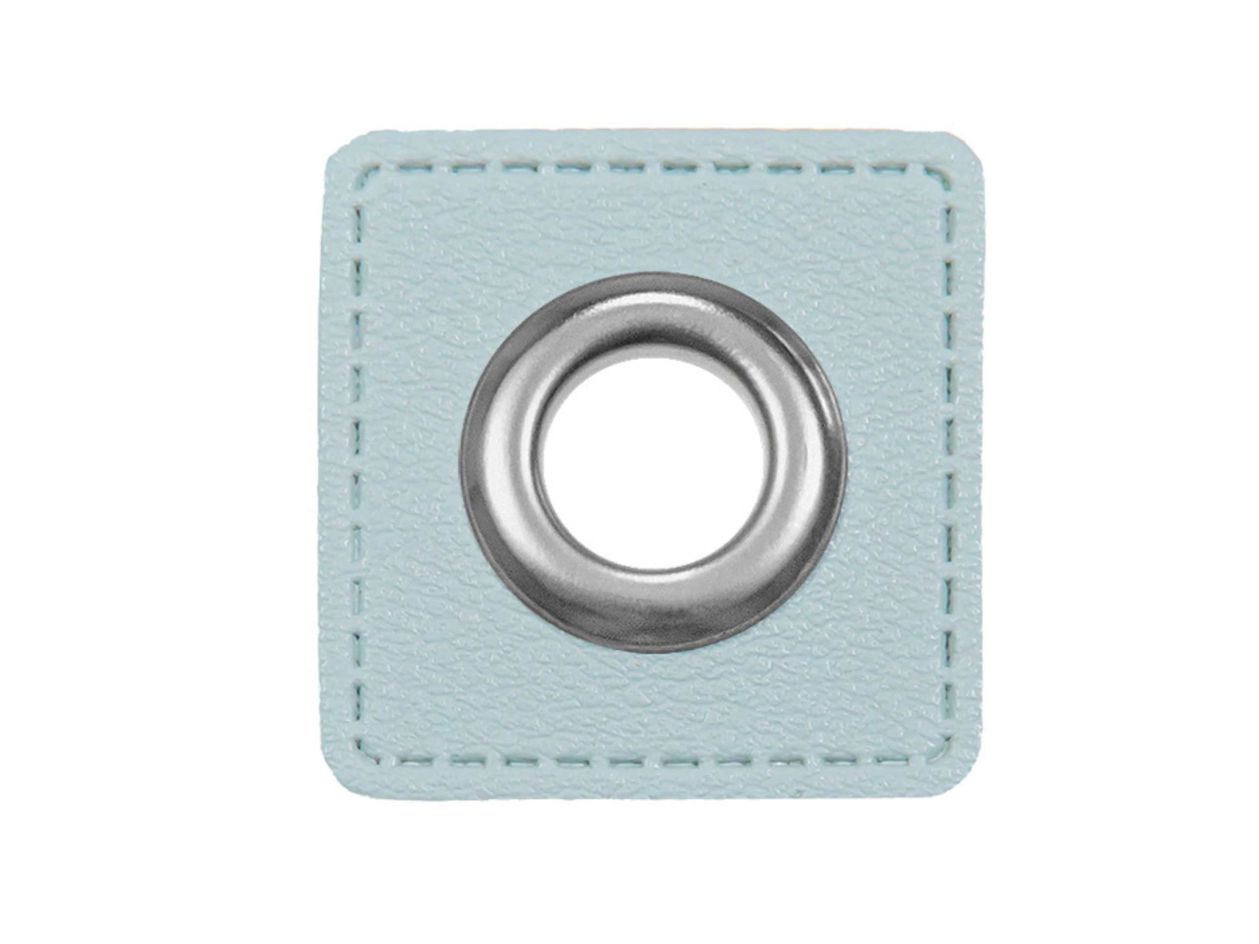 Ösenpatches für Kordeln Pastellblau Lederimitat Stück