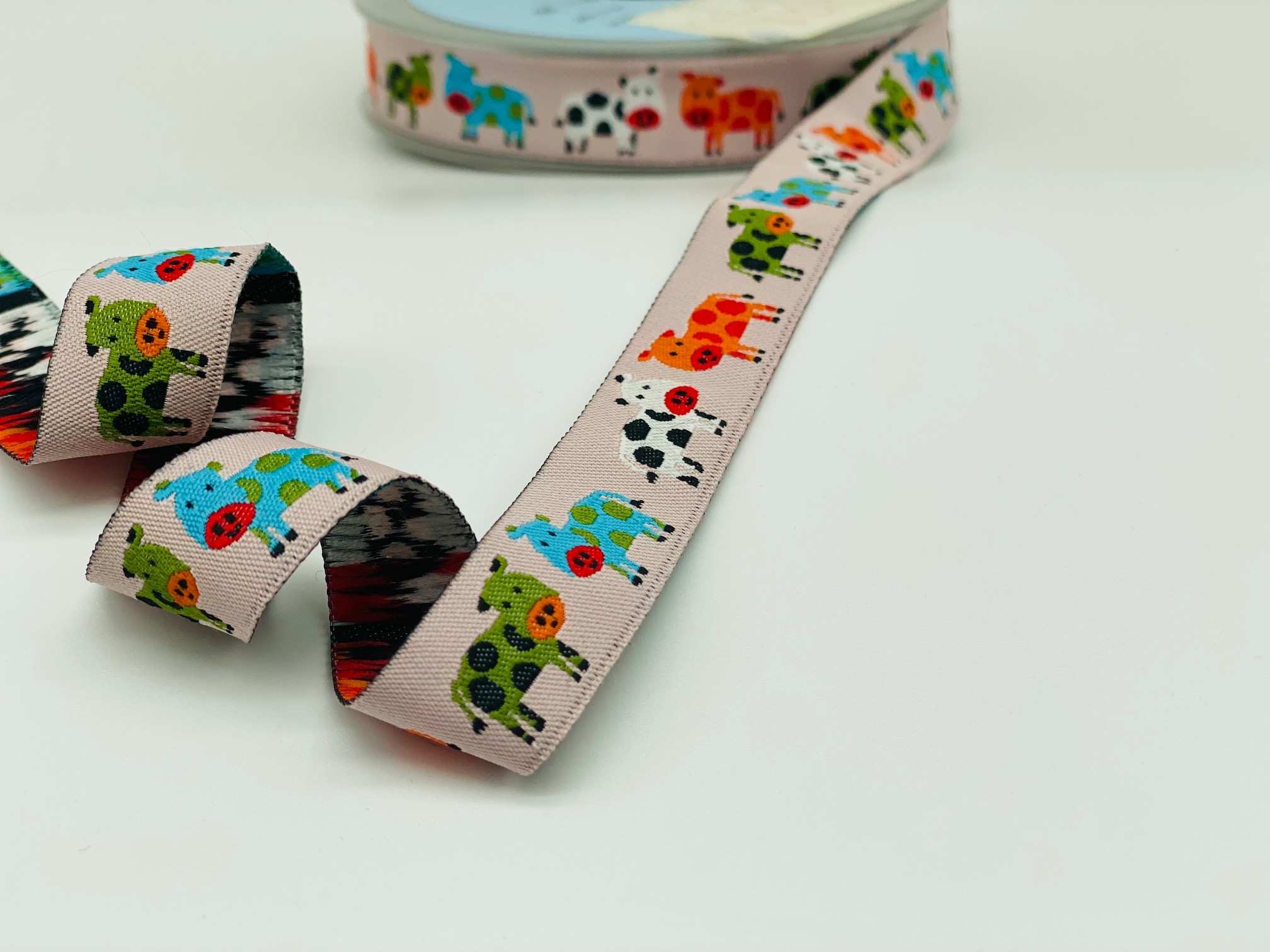 Webband Glückliche Kühe 15 mm