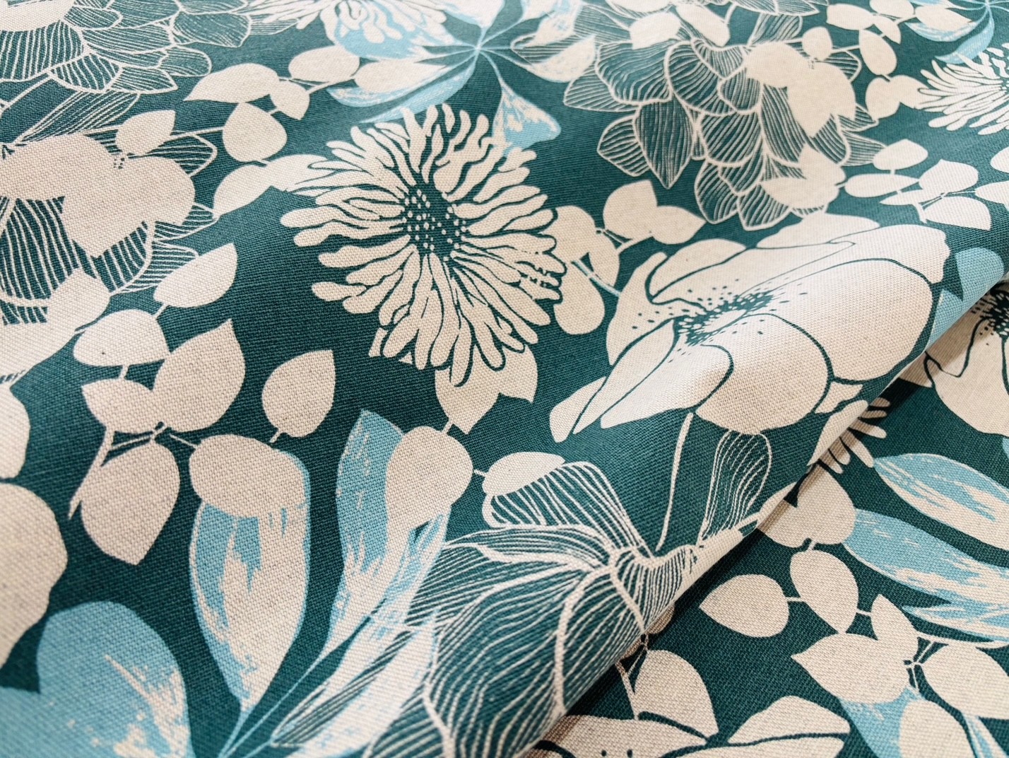 Canvas Blumen Dunkles Mint/Natur Gloria