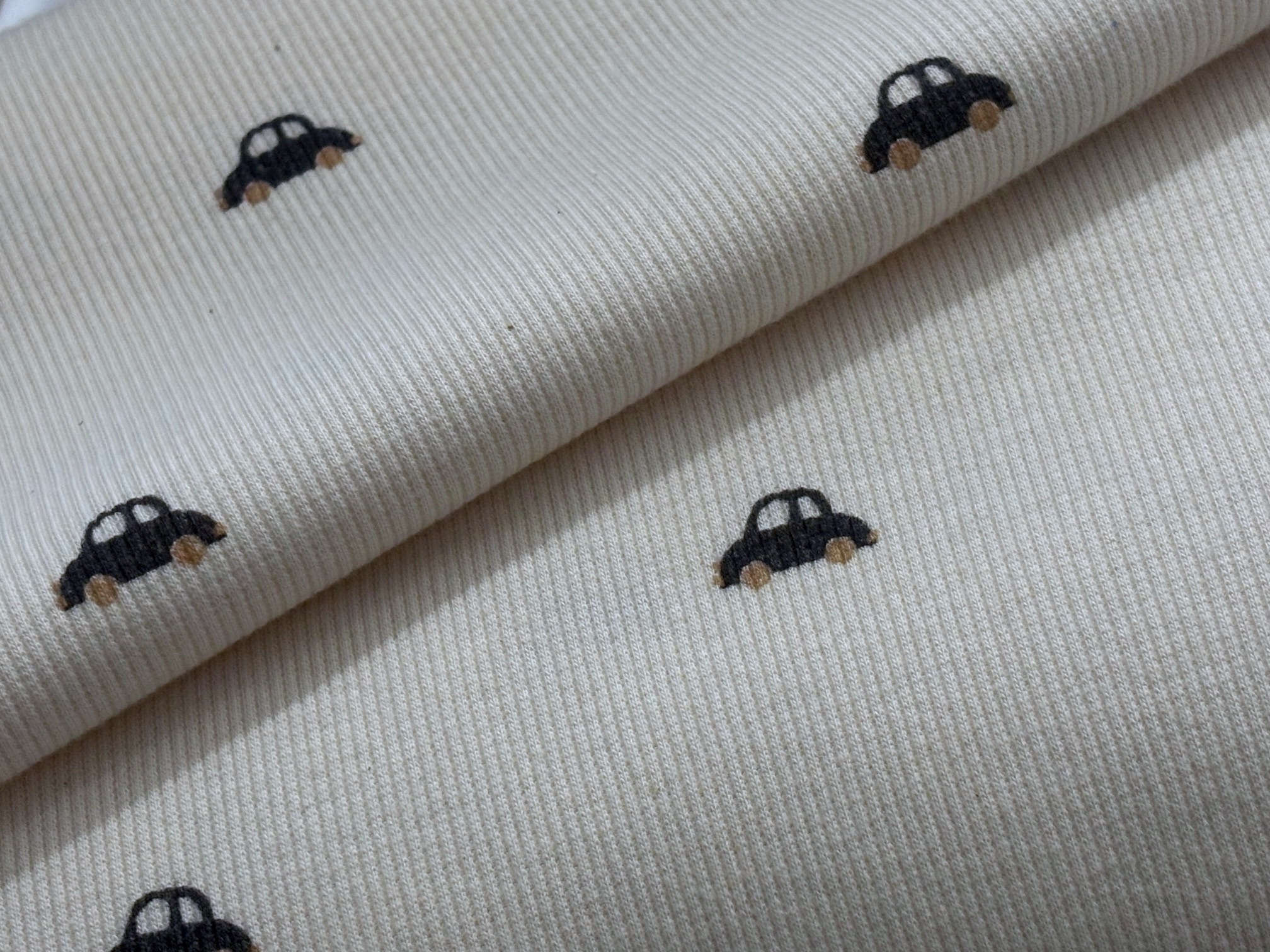 Bio-Rippenjersey Kleine Autos Natur